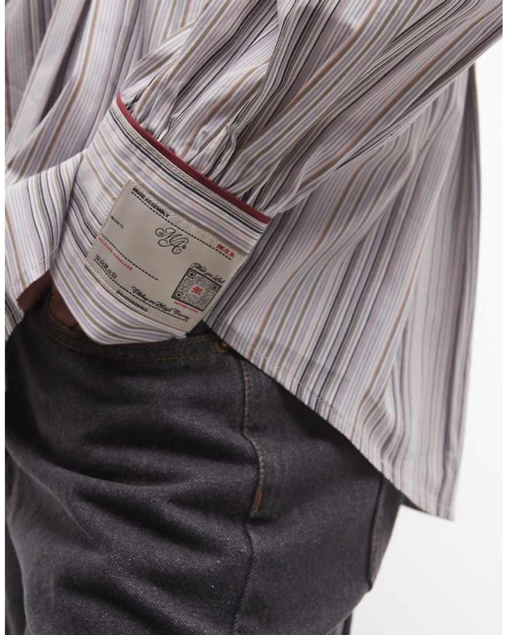 Muse Assembly Multicolor Western Balloon Sleeve Sinched Waist Stripe Shirt