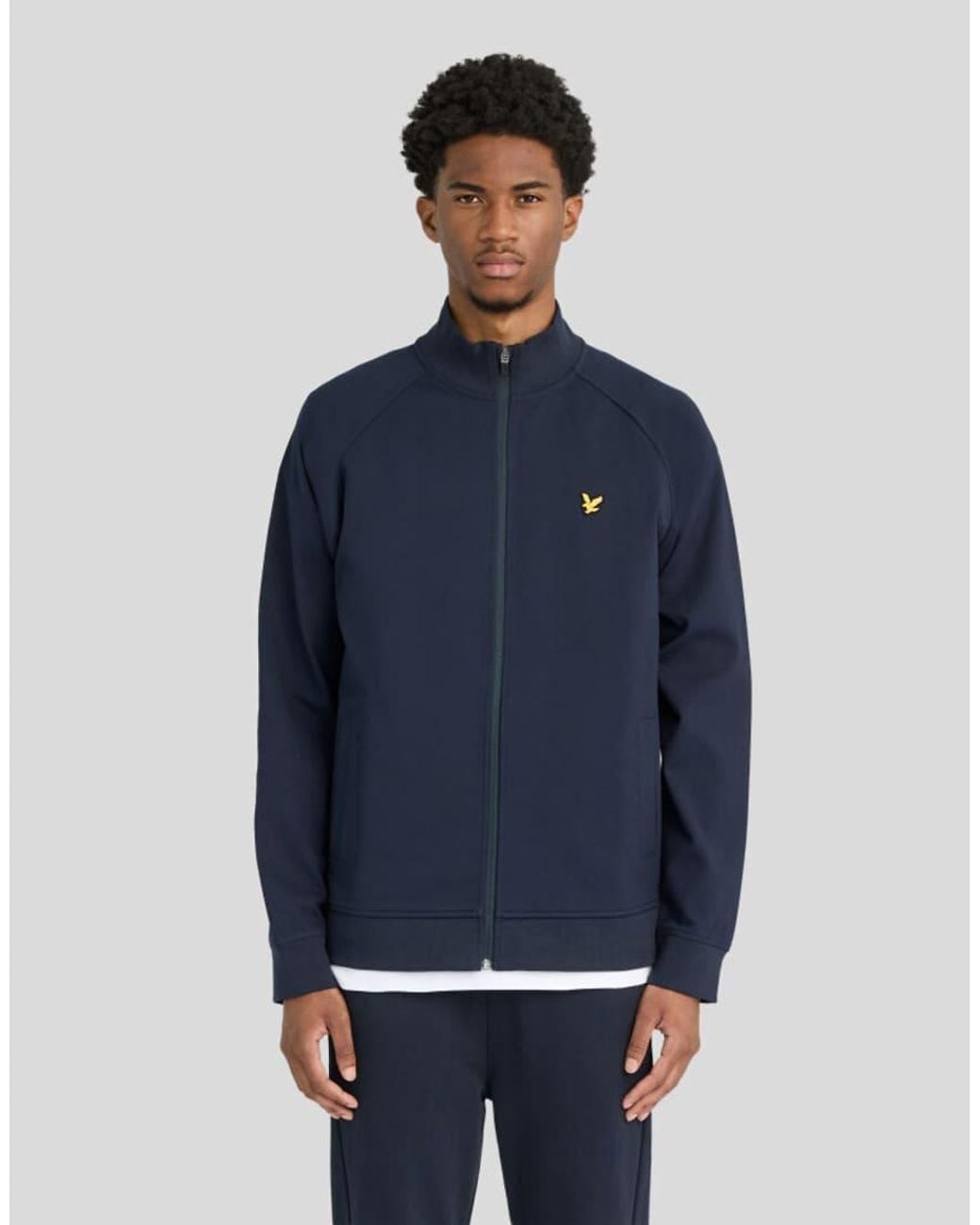 Lyle & Scott Blue Mid Layers Fly Fleece Track Jacket for men
