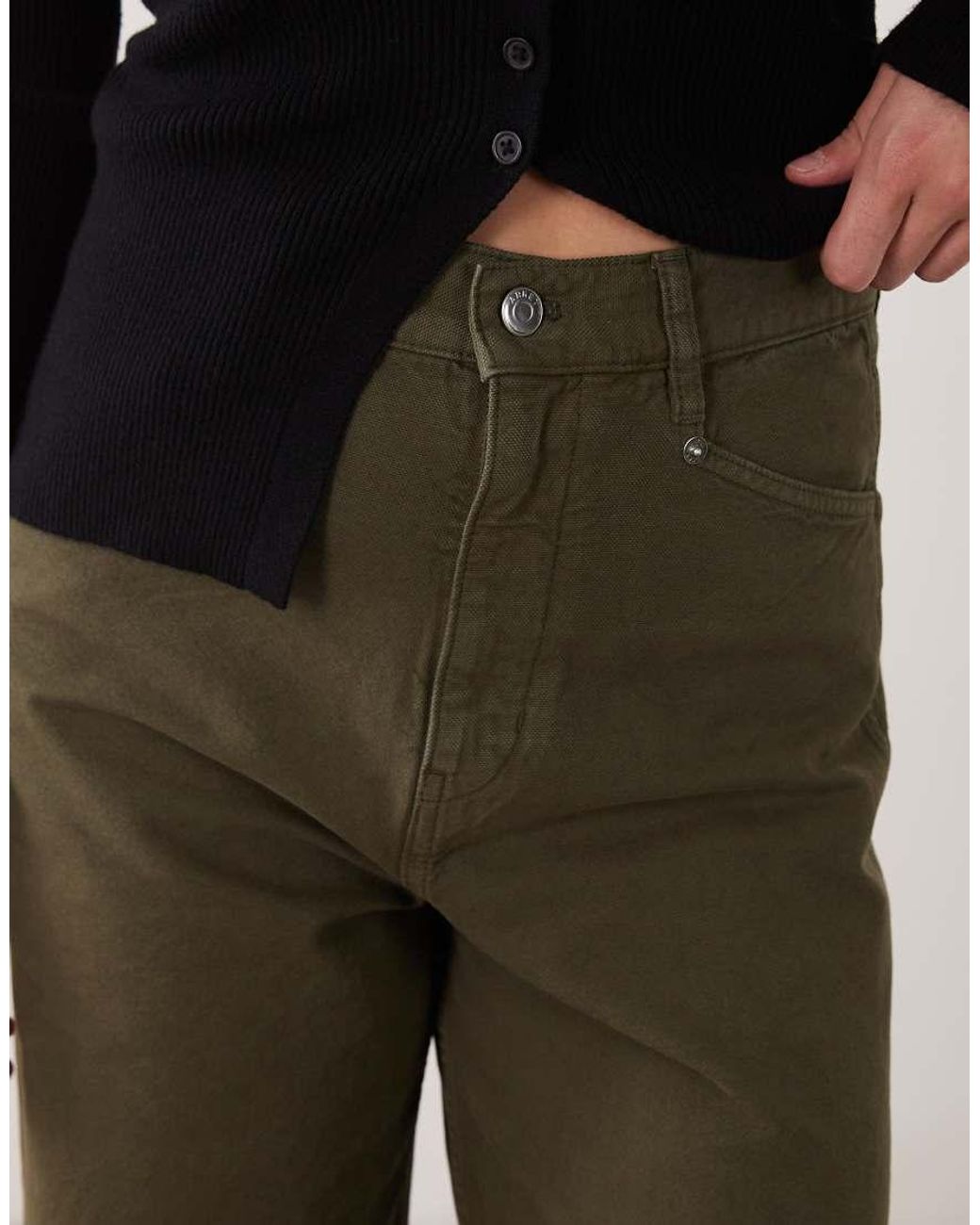 ARKET Green Barrel Fit Canvas Trousers