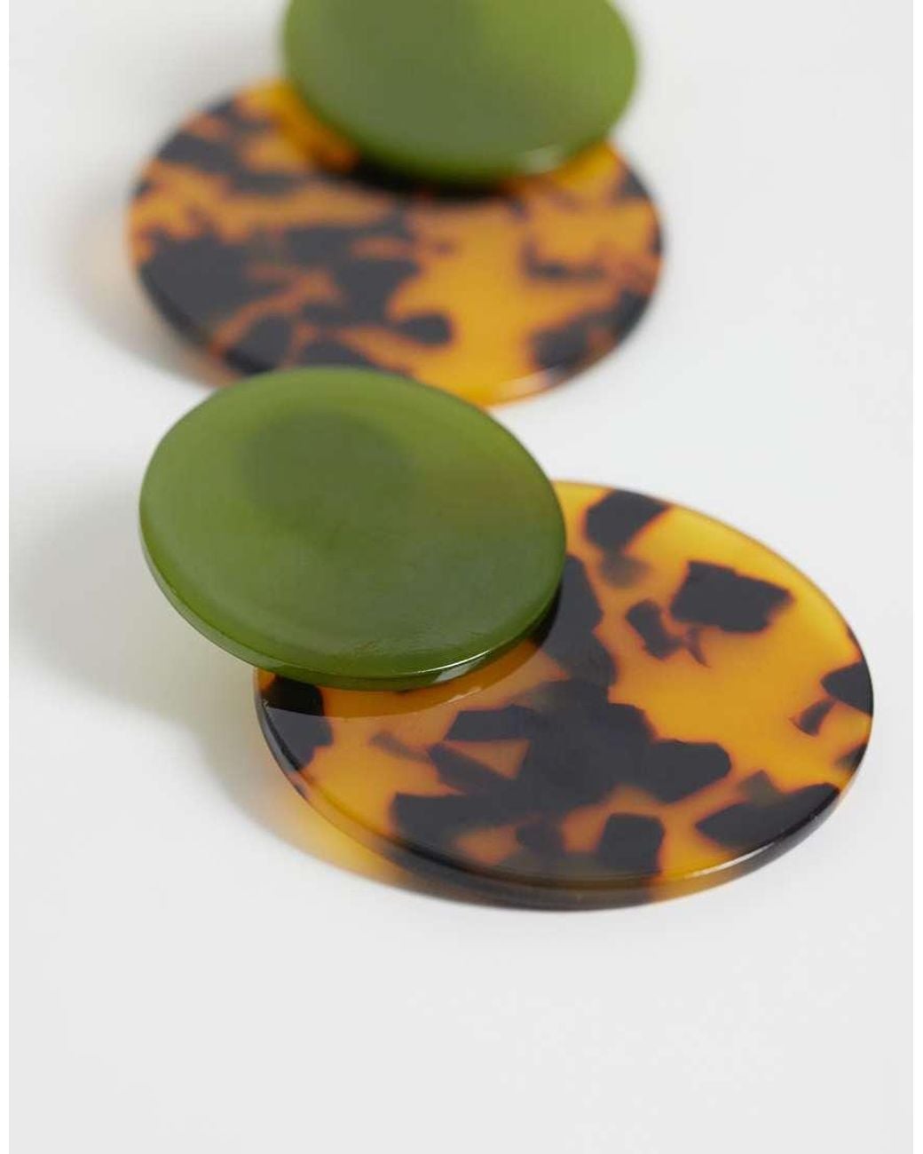 ASOS Green Earrings With Double Drop Faux-shell Discs