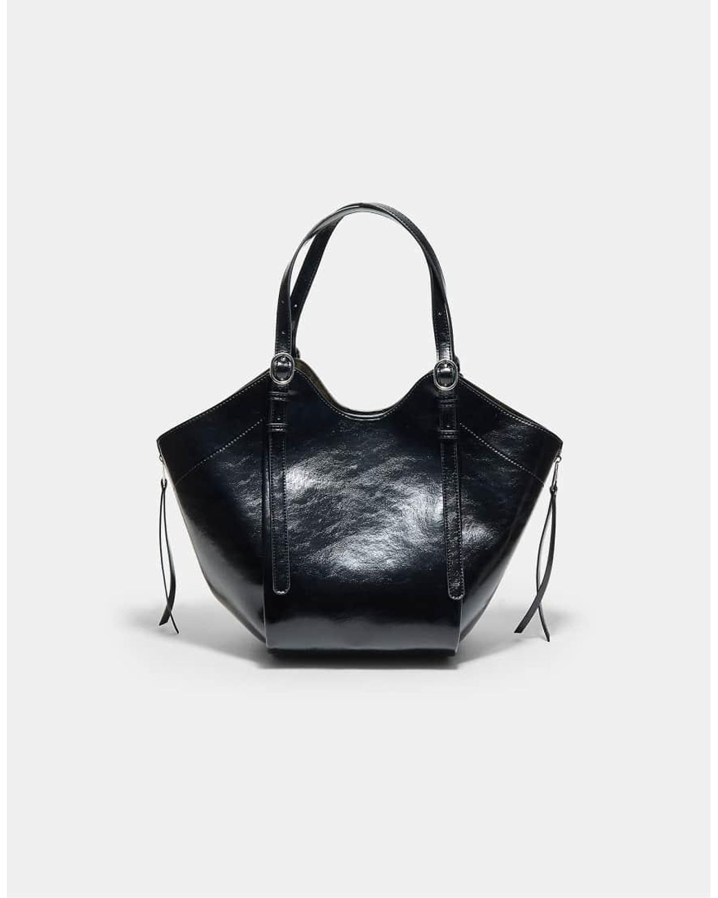 Stradivarius Black Shoulder Tote Bag With Buckles