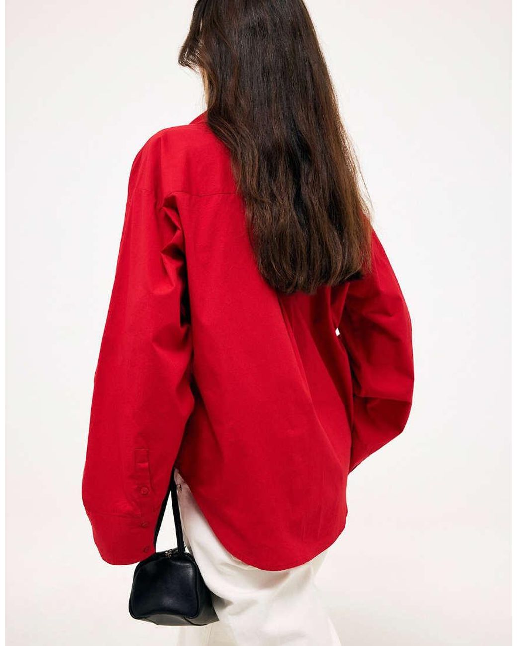 NA-KD Red Wide Sleeve Cotton Shirt