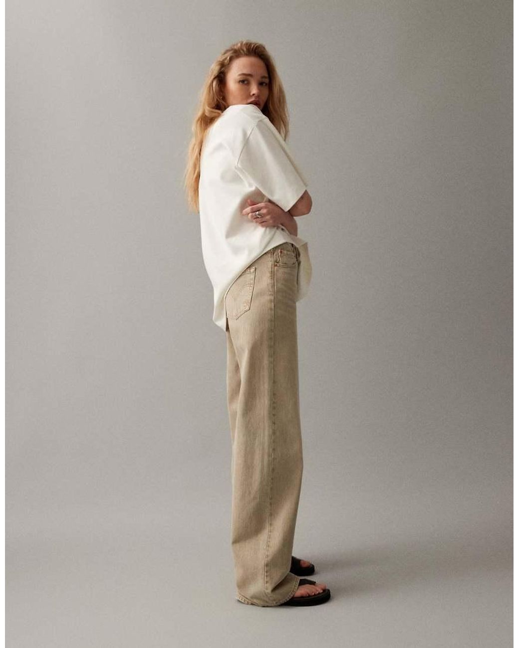 Levi's Brown Ribcage Wide Leg Jeans