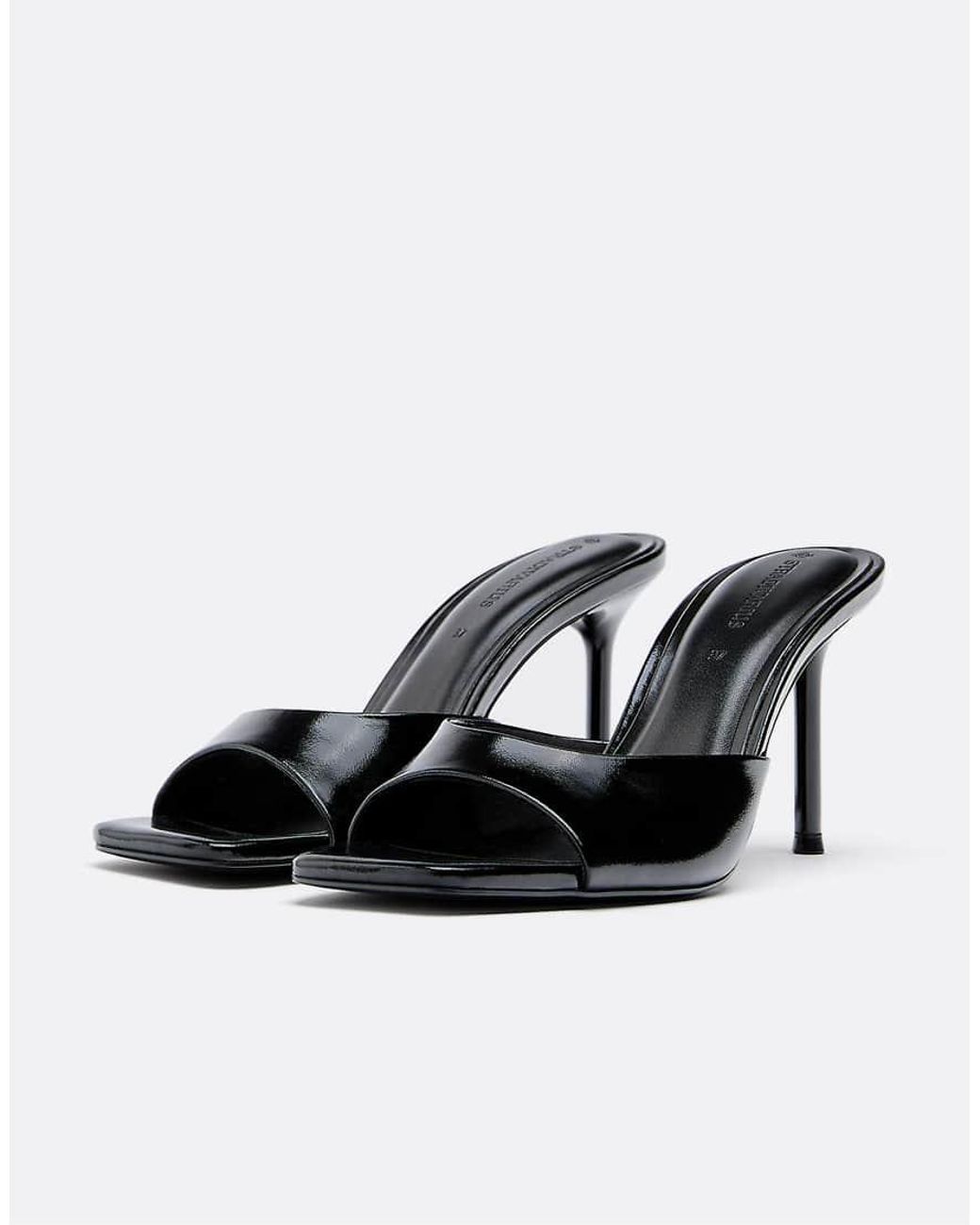 Stradivarius Black High Heeled Mules