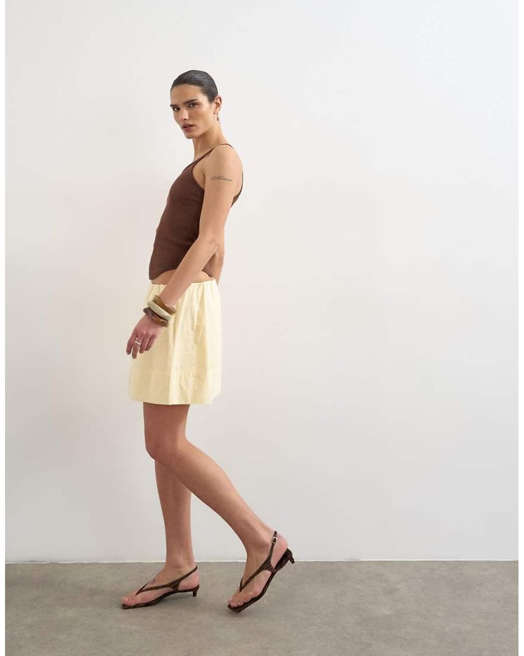 TOPSHOP Natural Poplin Mini Skirt