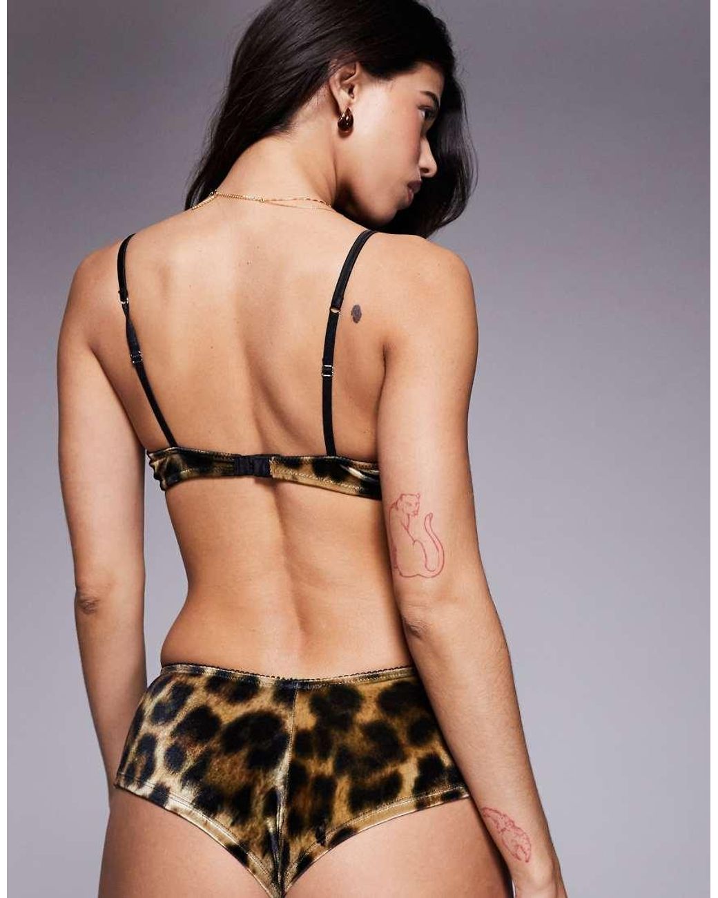 ASOS Black Kora Leopard Velvet Underwired Balcony Bra