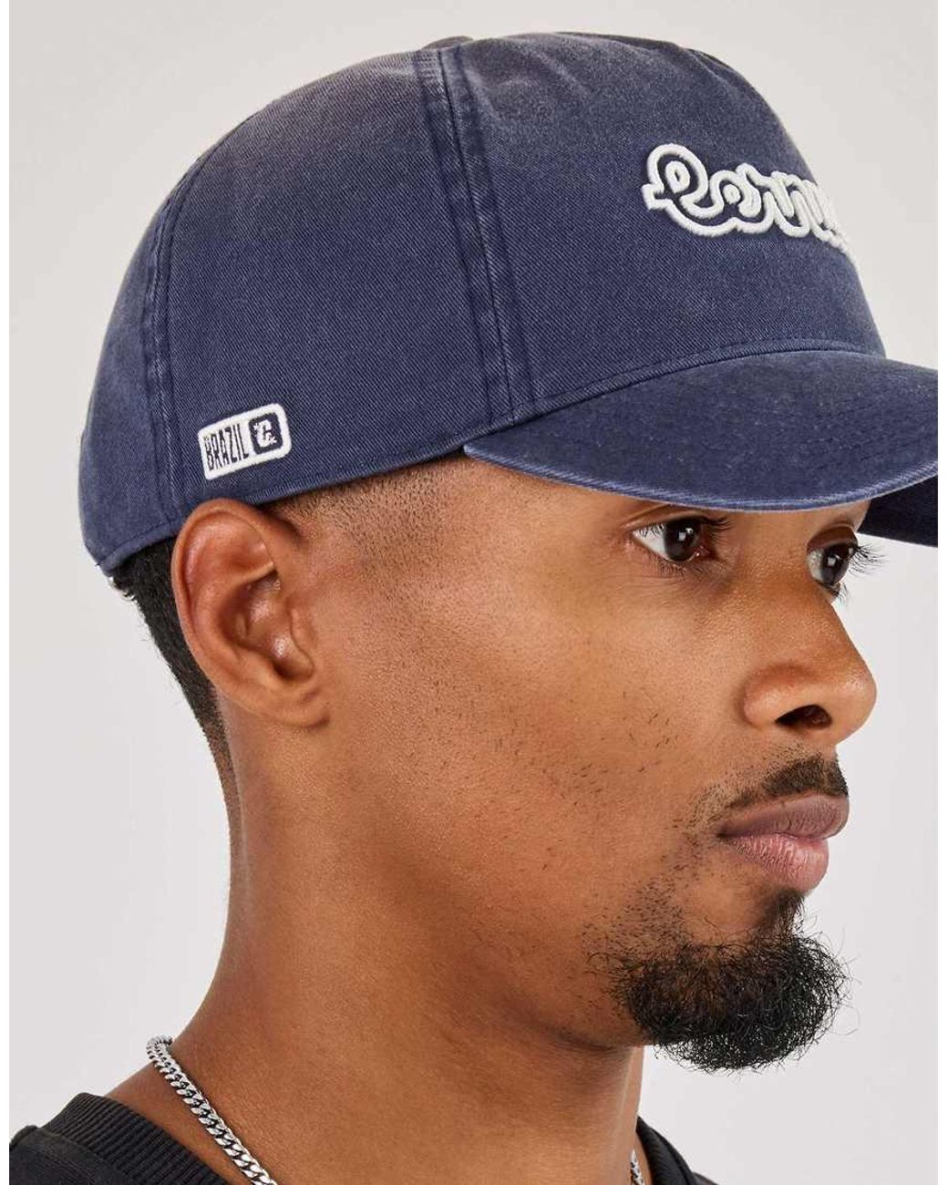 CERNUCCI Blue Washed Logo Outline Embroidered Cap for men