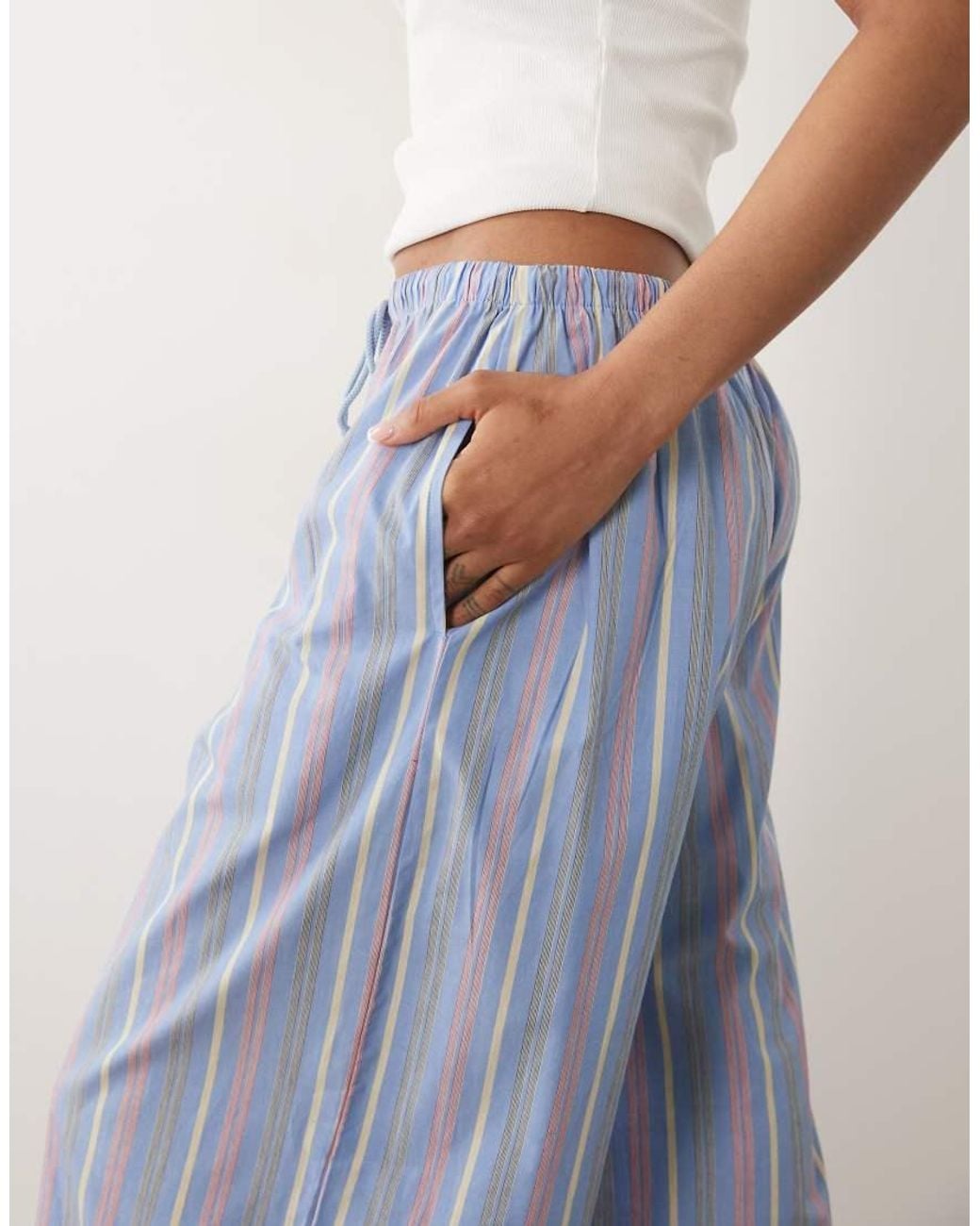 ASOS White Asos Design Tall Fine Stripe Woven Pyjama Trouser