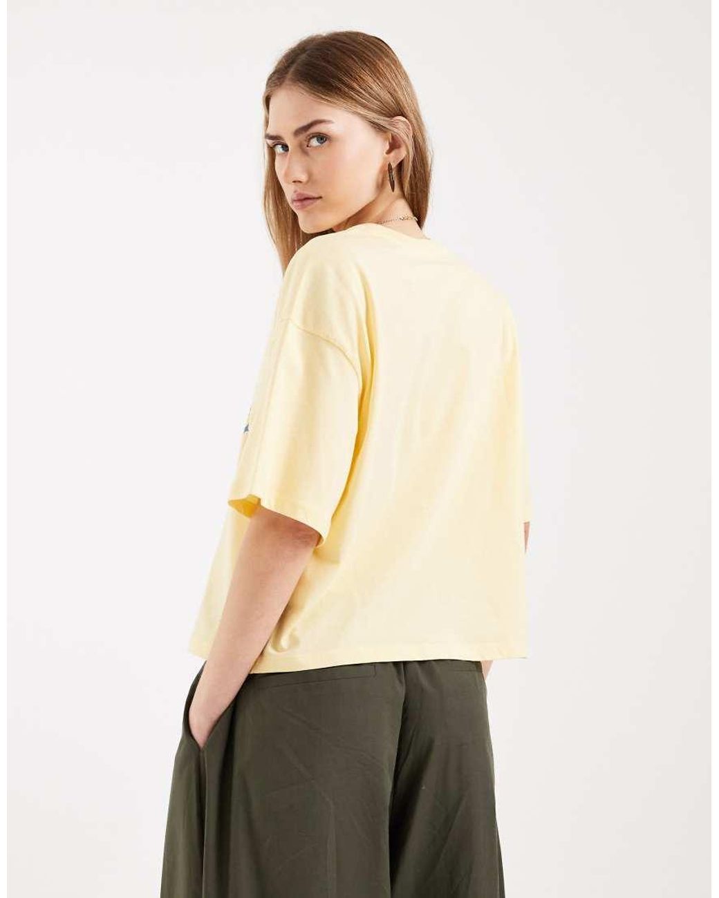 ONLY Yellow Boxy T-shirt With Flower Print