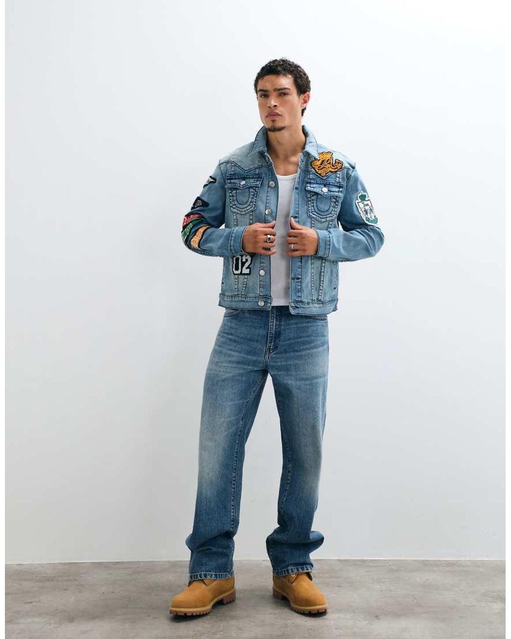True Religion Blue Jimmy Varsity Jacket Co-ord for men