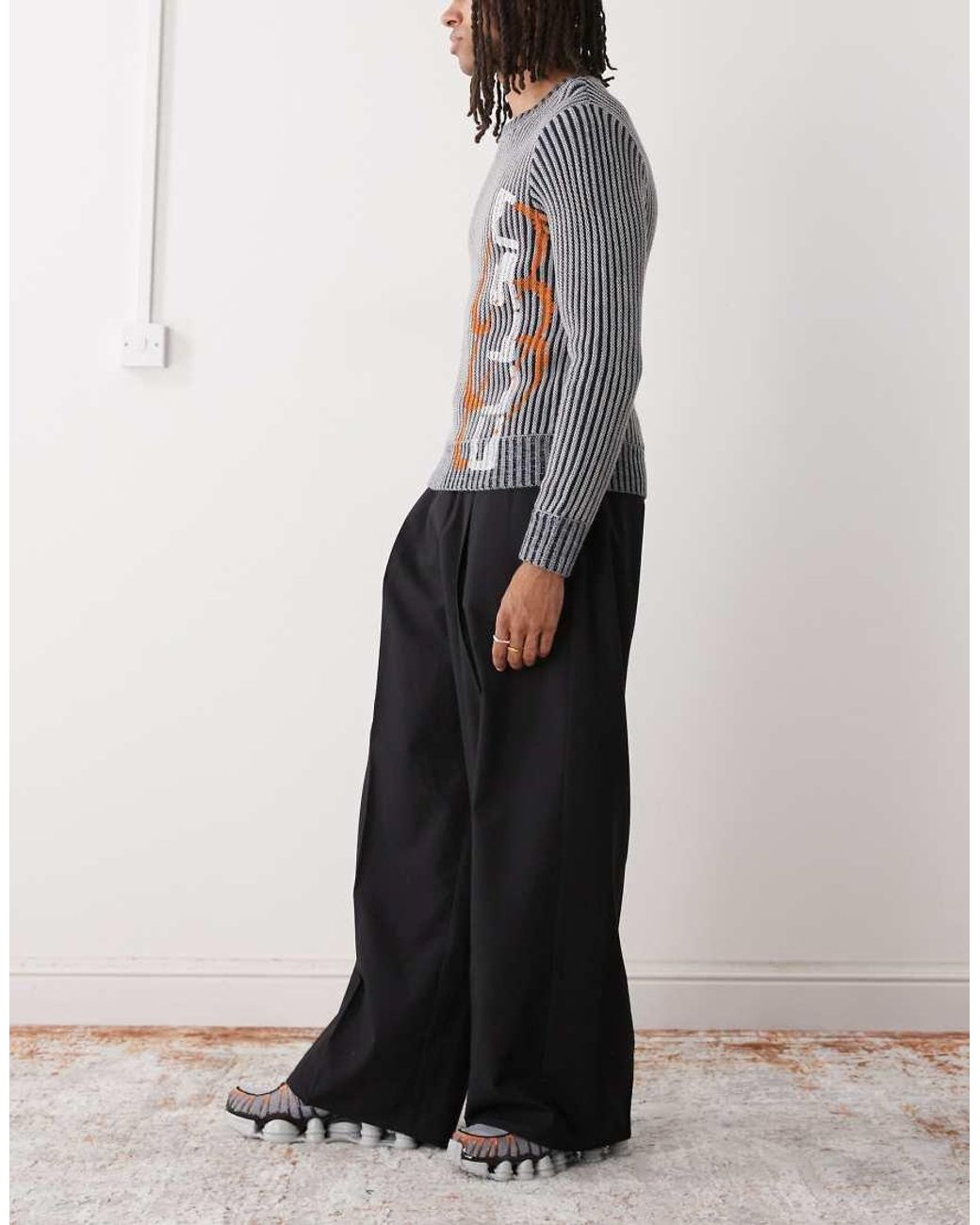 Weekday Black Oversized Tailored Trousers With Elasticated Waistband for men