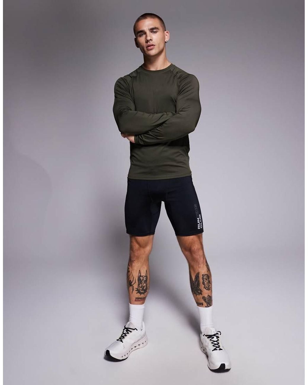 4505 Gray Icon Active Quick Dry Muscle Fit Base Layer Training Long Sleeve Top for men