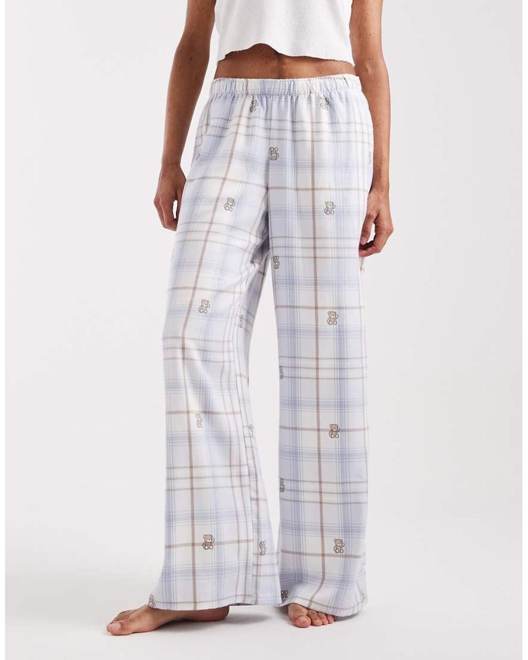 Hollister White baggy Flannel Pyjama Bottoms