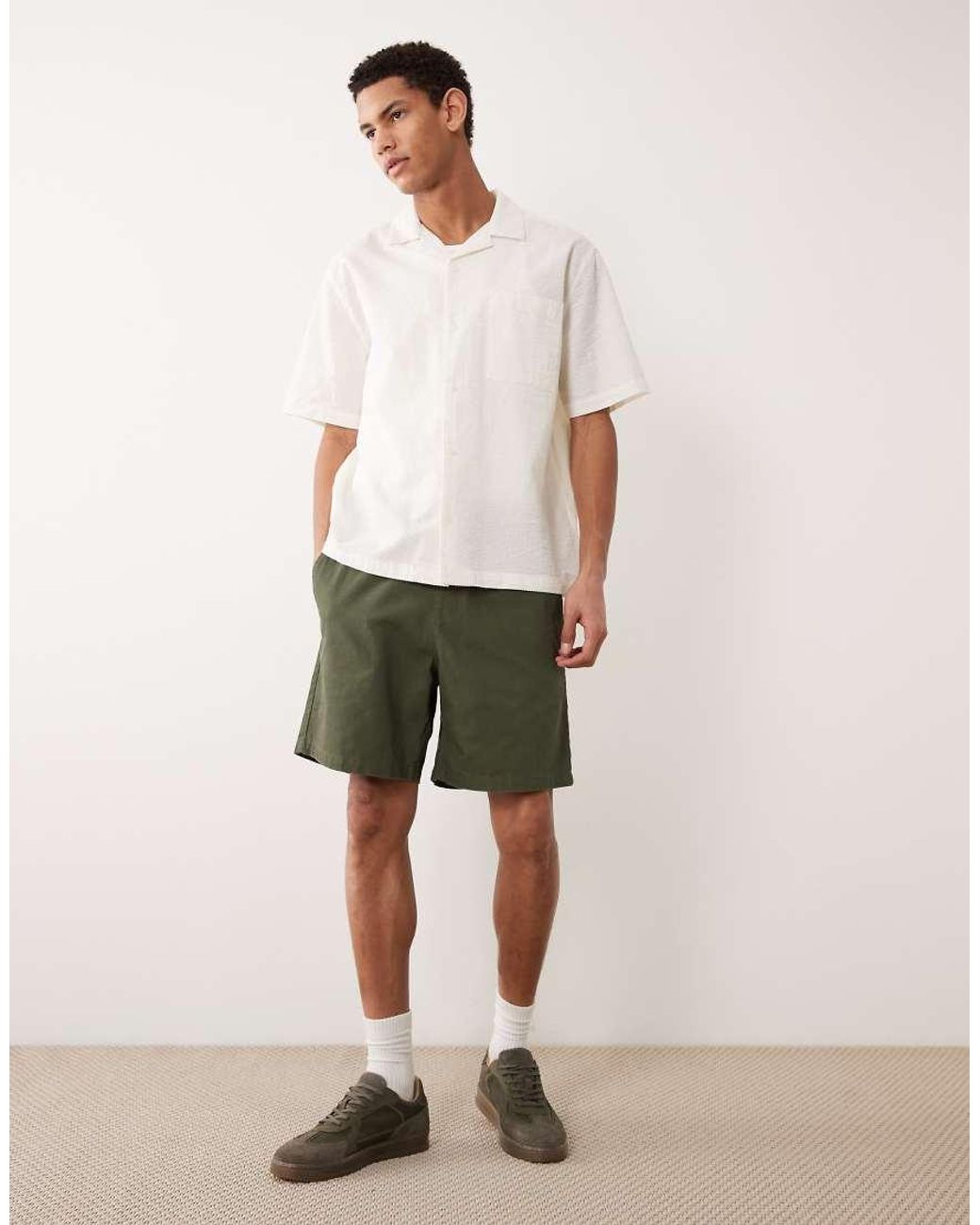 ASOS White Relaxed Revere Seersucker Shirt for men