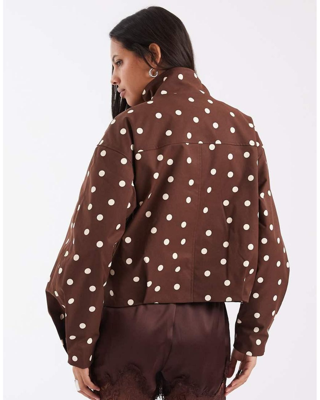 Pieces Brown Funnel Neck Bomber Jacket