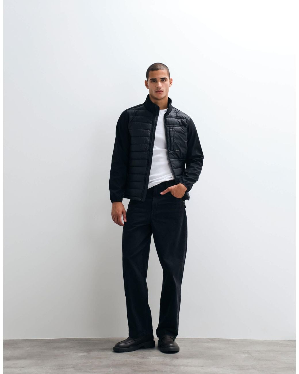 Blend Blue Contrast Sleeve Padded Jacket for men
