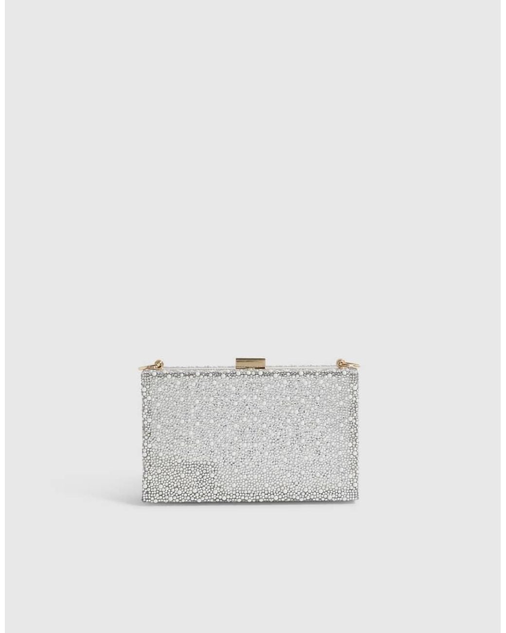 River Island Metallic Pearl And Diamante Hard Clutch Bag