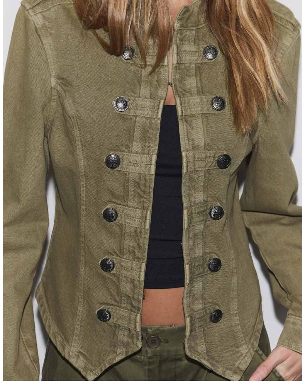 Stradivarius Green Twill Jacket With Buttons