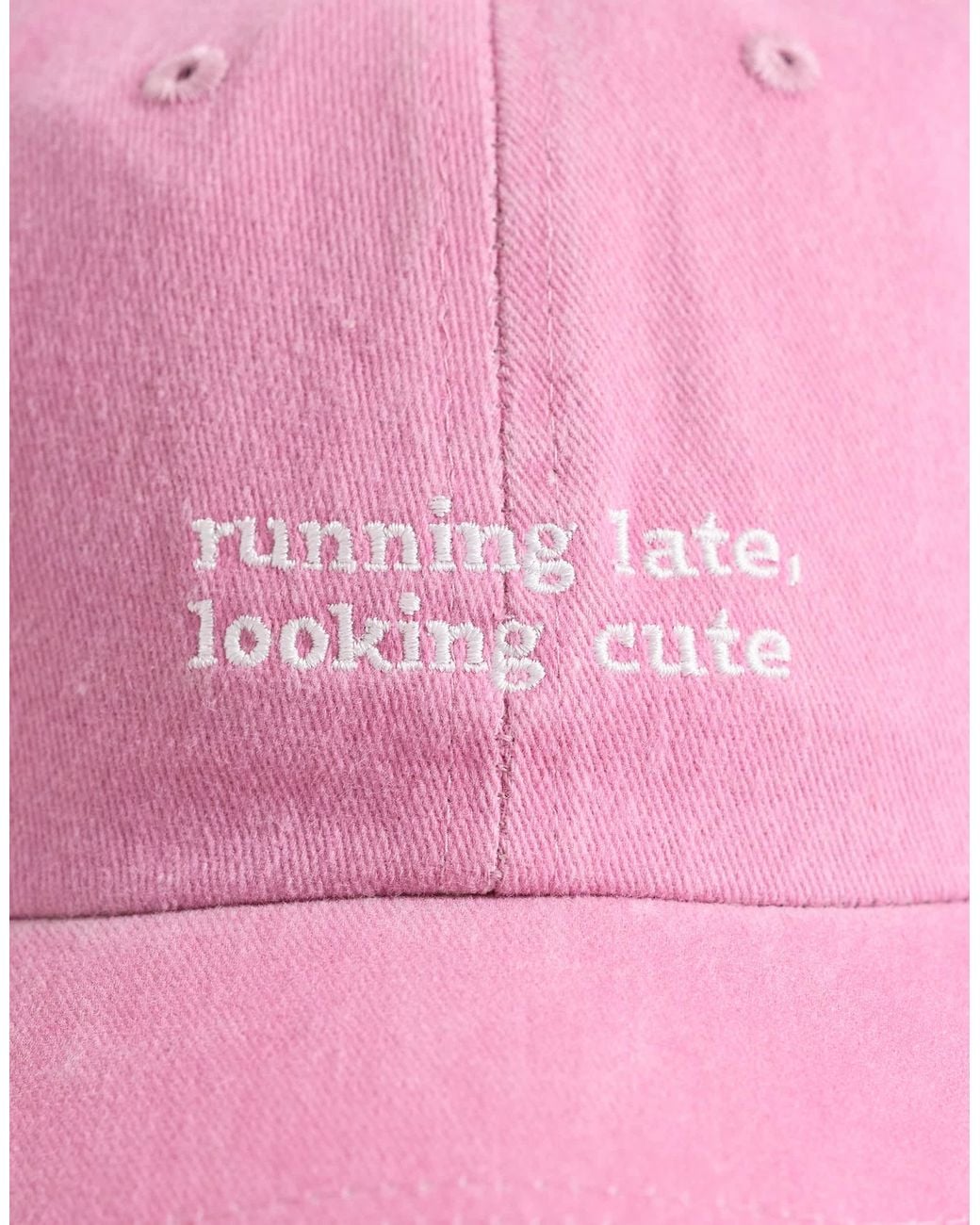 ASOS Pink Running Late Slogan Cap