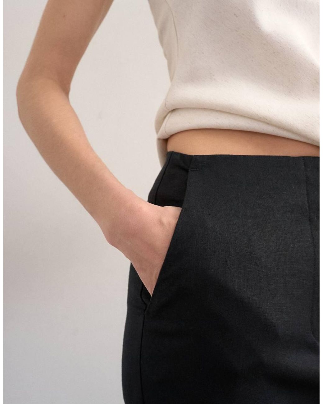 TOPSHOP Pink Linen Slim Fit Trouser