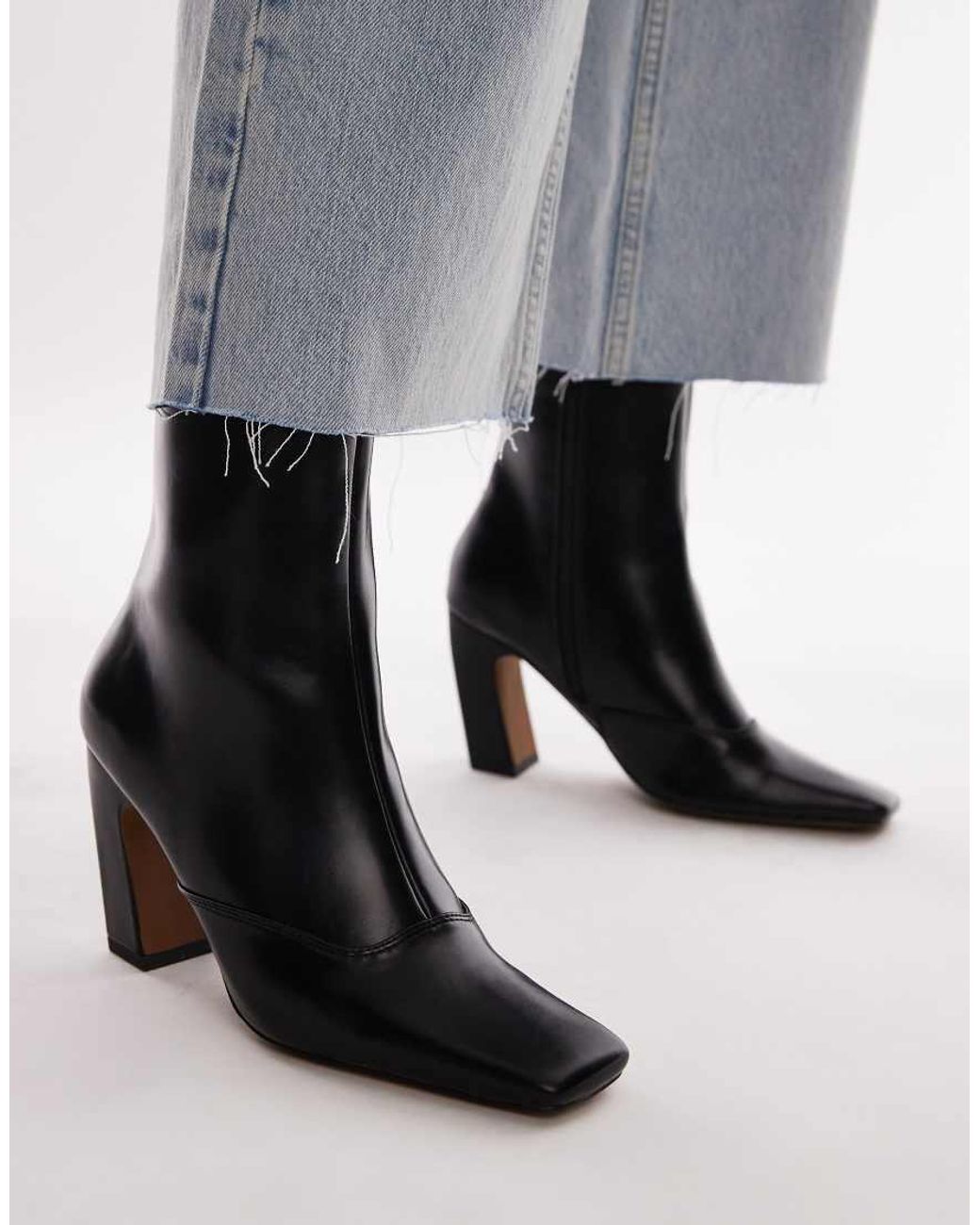 Black leather ankle boots topshop deals