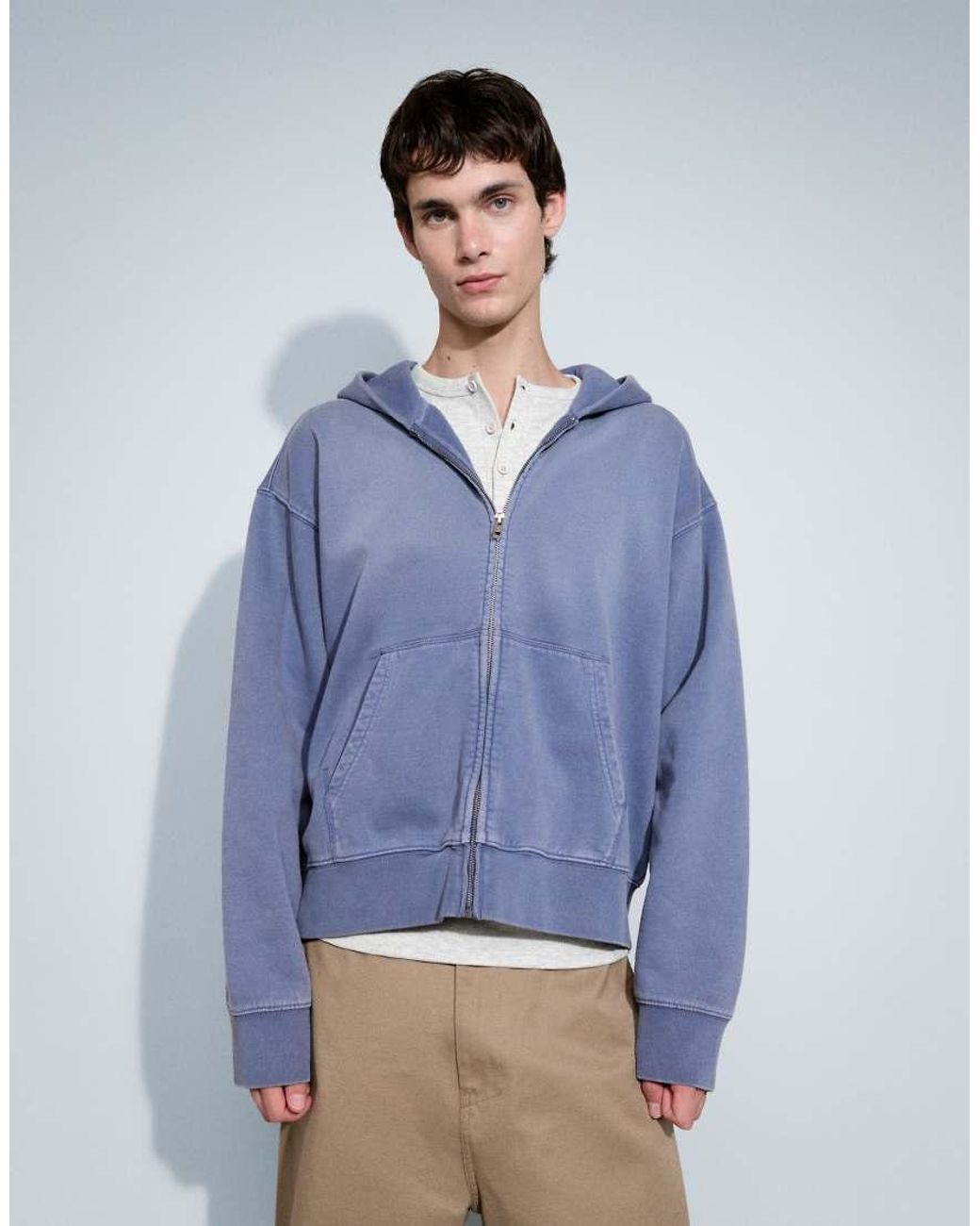 Weekday Blue Co-ord Boxy Fit Zip Hoodie for men