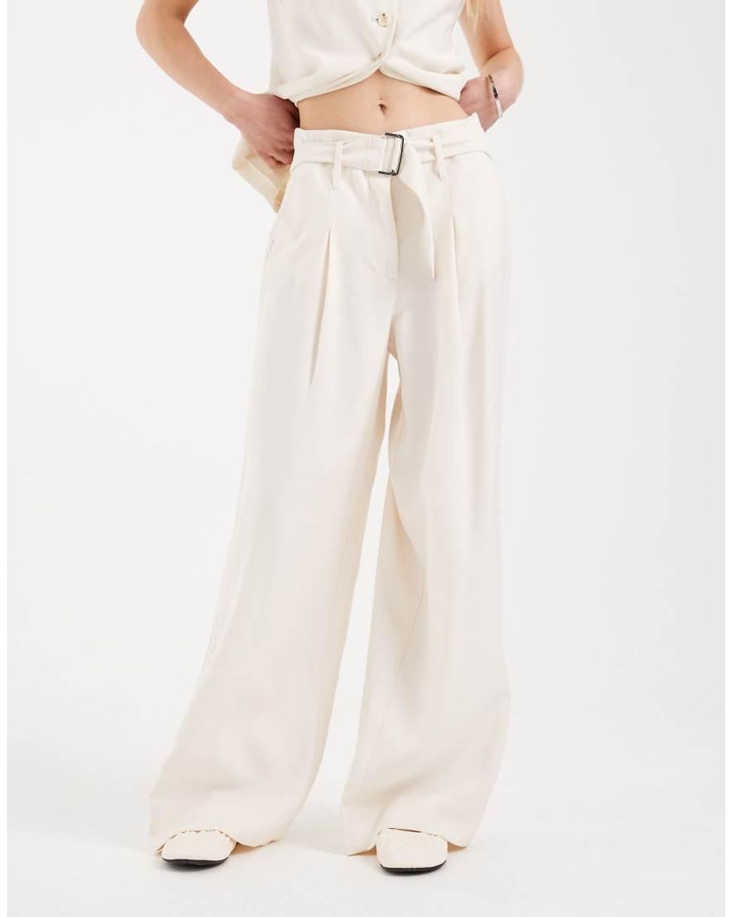 ONLY Natural High Waist Wide Leg Tailored Pants