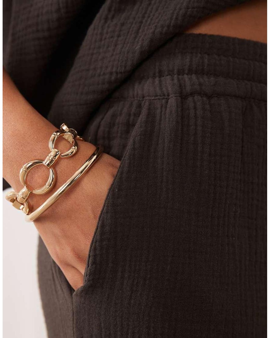 Jdy Brown Wide Leg Cheesecloth Trousers Co-Ord