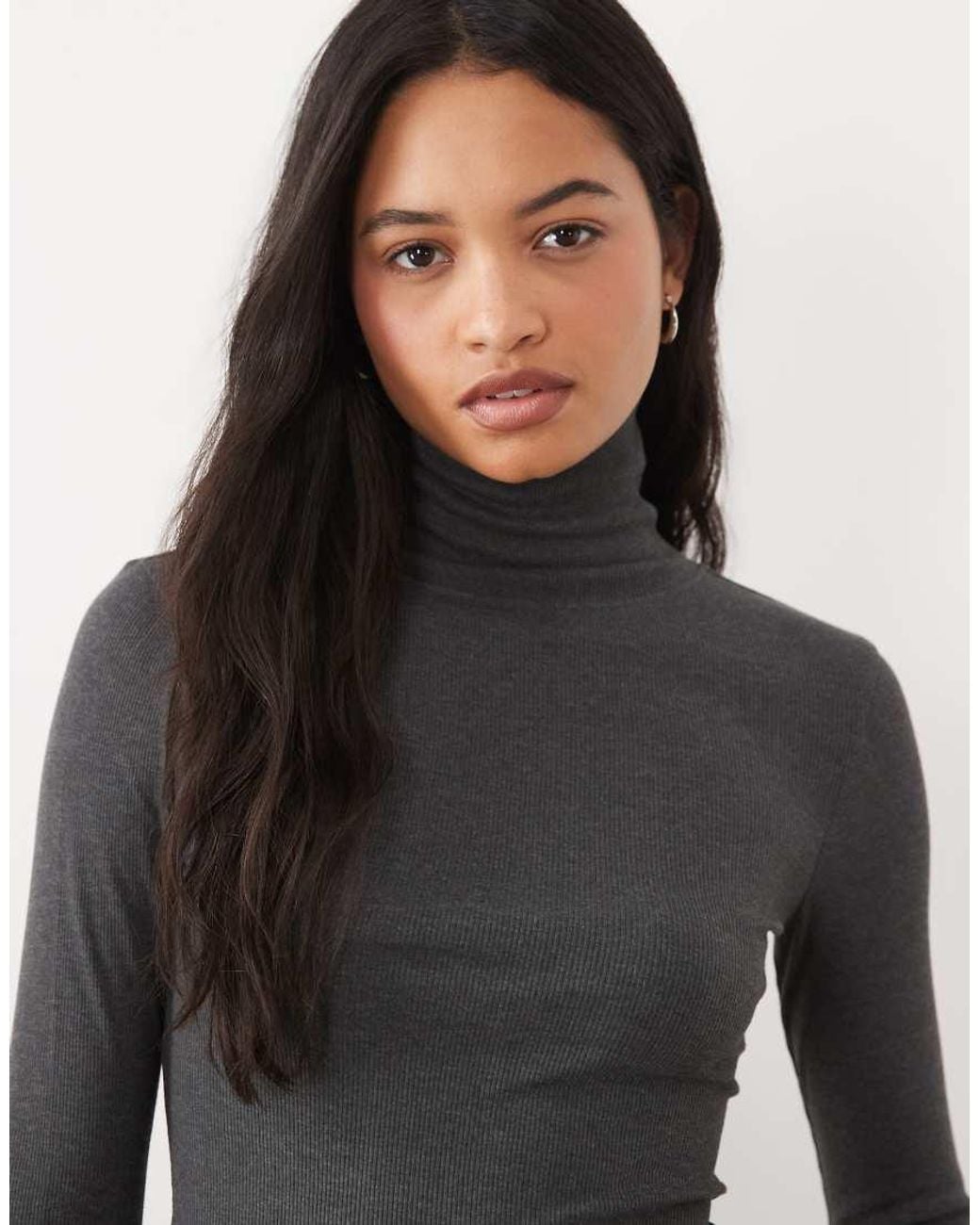 Brave Soul Black Long Sleeve Ribbed Roll Neck Top