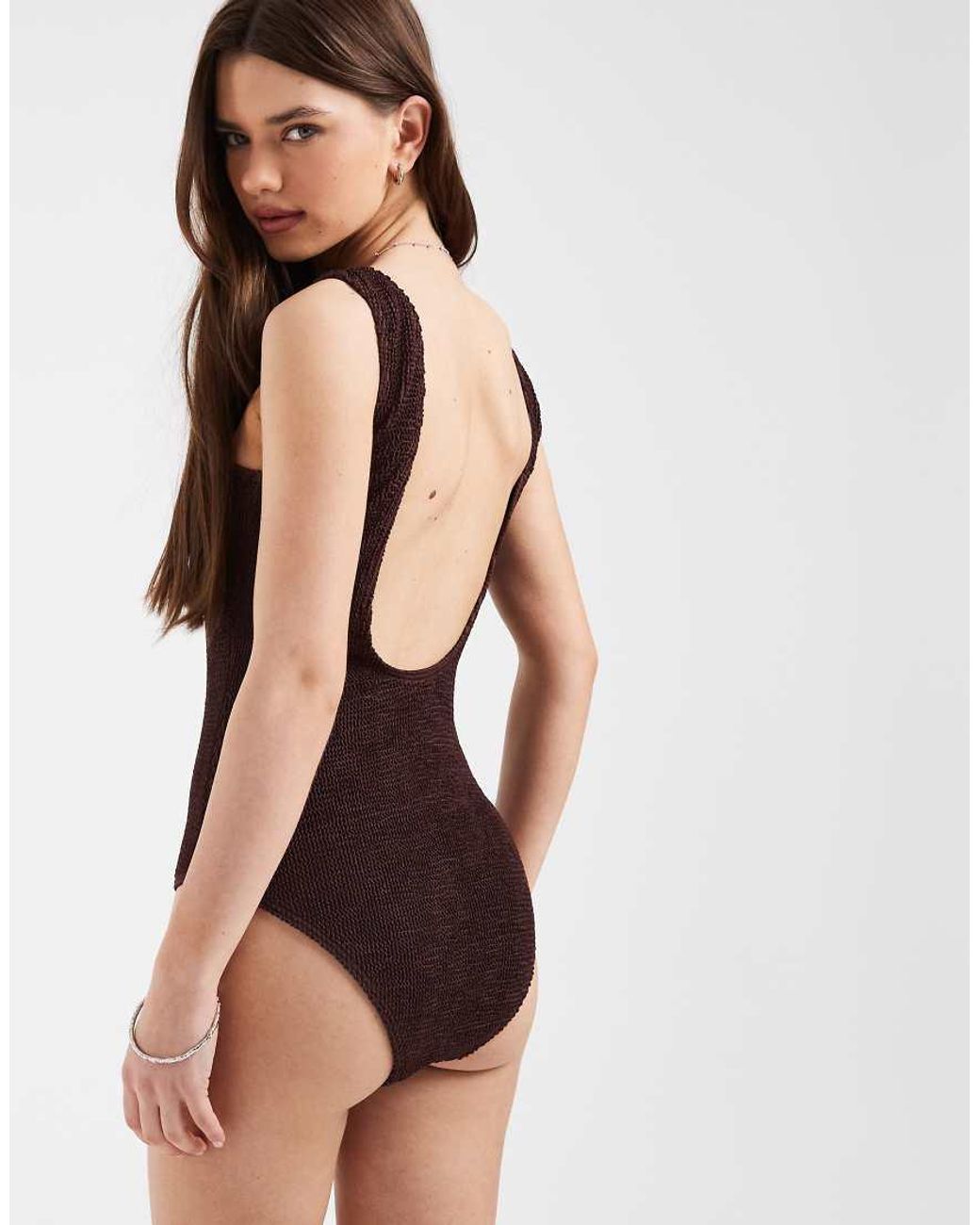 Pieces Brown Crickle Swimsuit