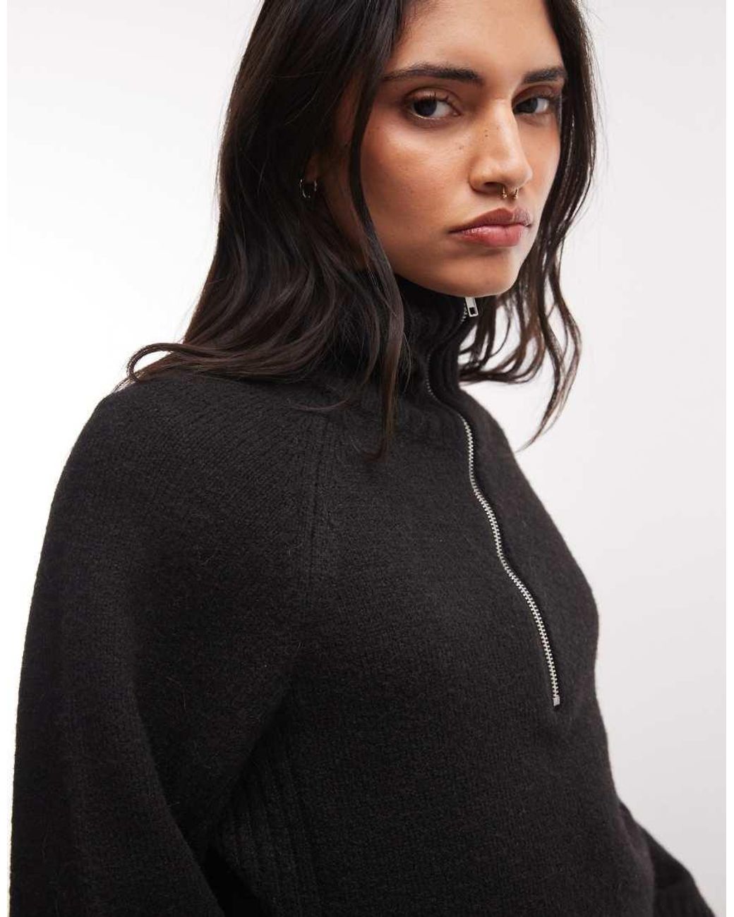 Monki Black Half Zip Jumper