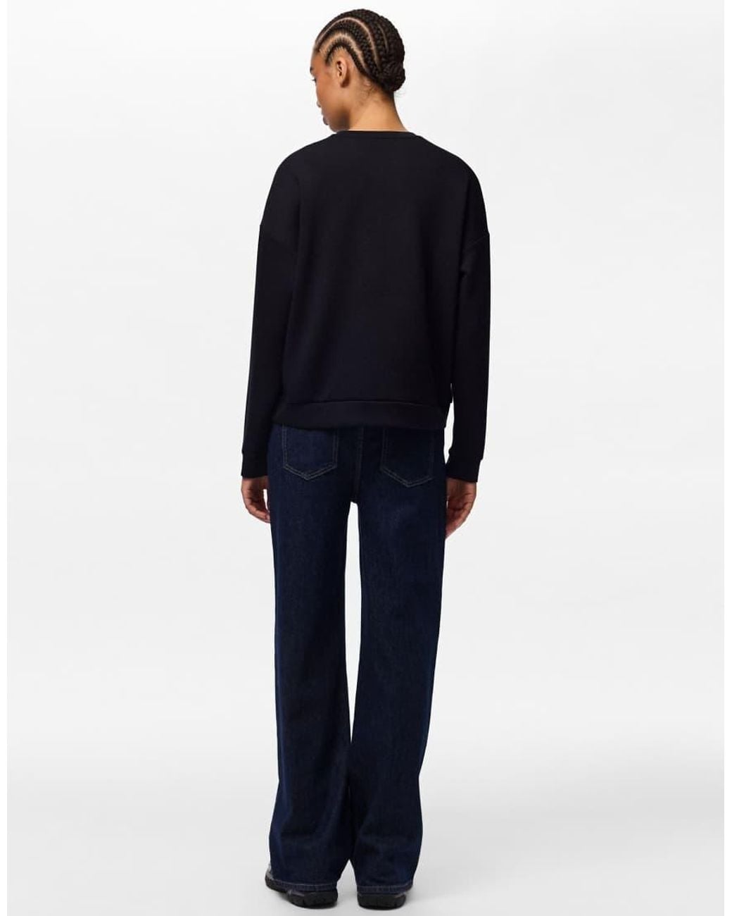 Pieces Blue Michelle Drop Shoulder Crew Neck Sweatshirt