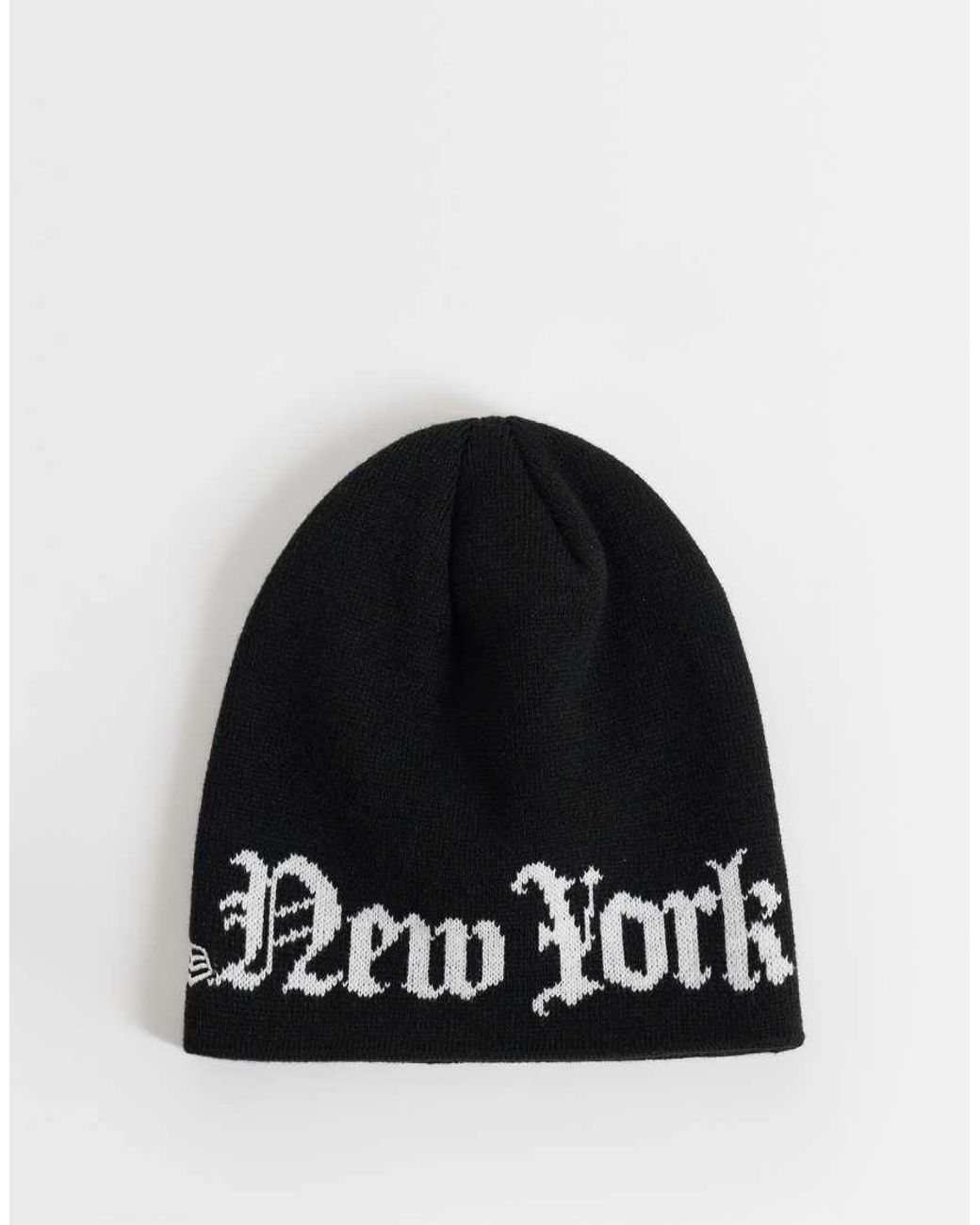 KTZ Black Ny Yankees Gothic Script Logo Knit Beanie for men
