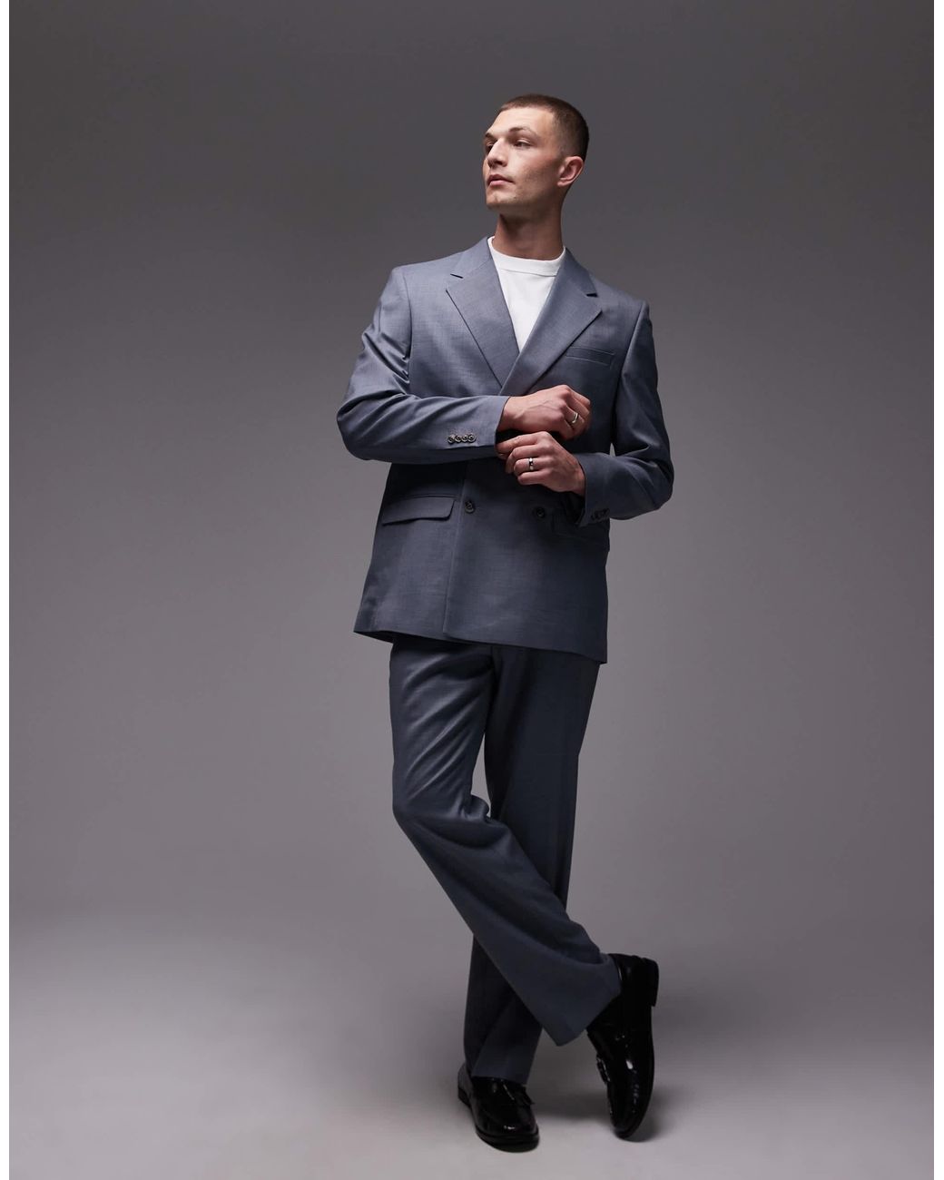 Topman Blue Relaxed Suit Jacket for men