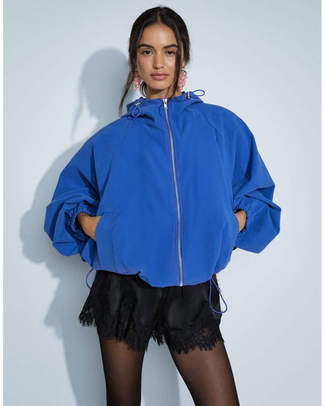 ASOS Blue Modal Hooded Zip Through Sports Bomber
