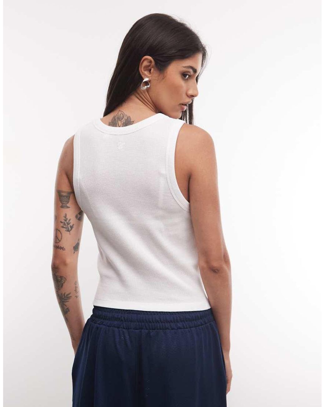 Collusion White Waffle Vest Top