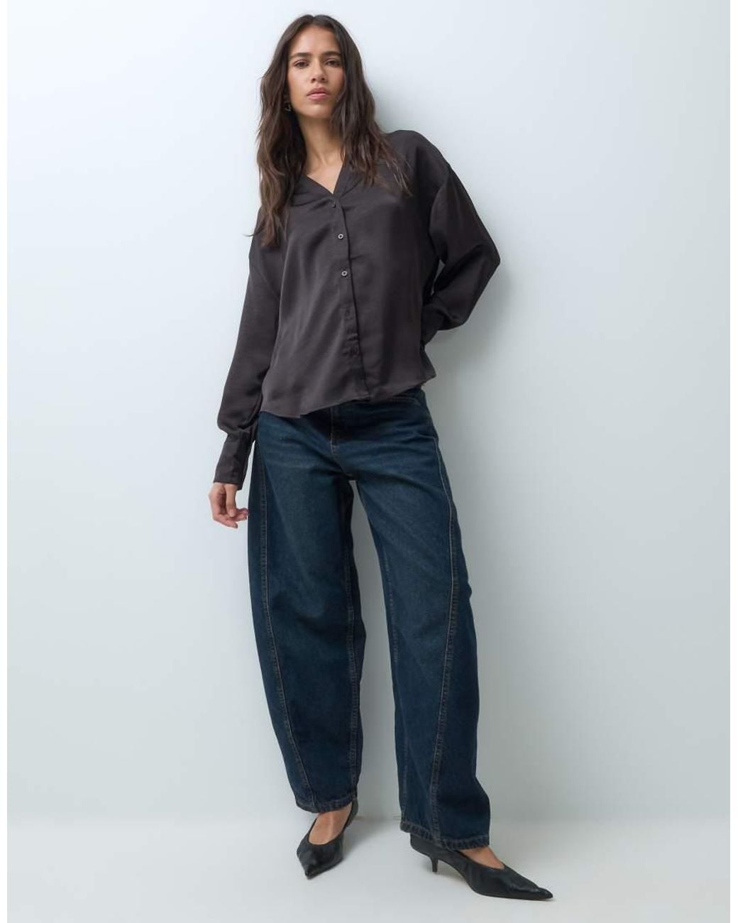 Vero Moda Blue Satin Long Sleeve Shirt