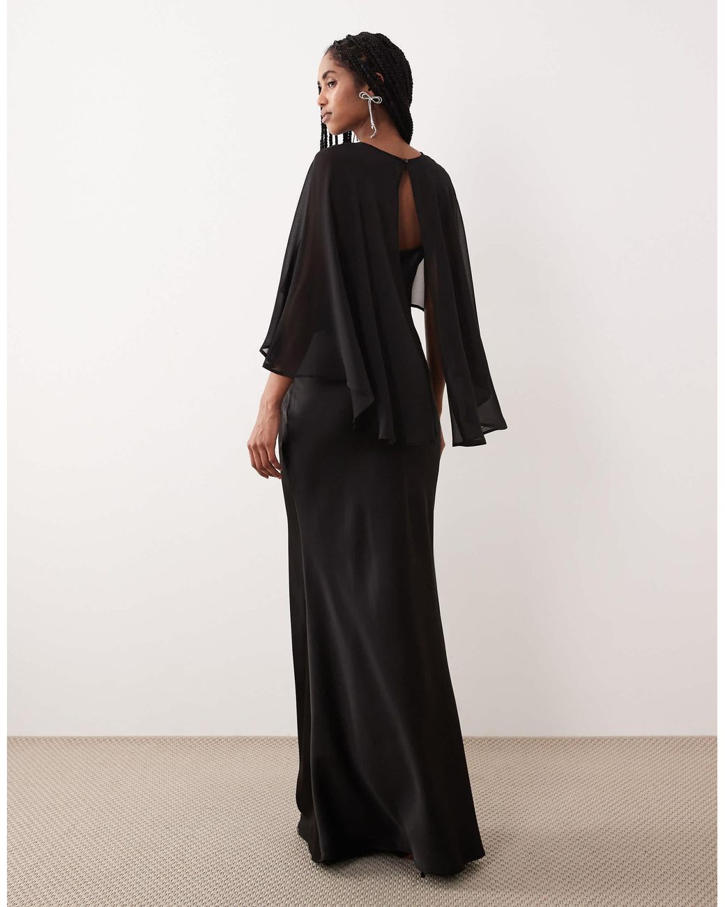 Gina Tricot Cape Maxi Dress in Black | Lyst