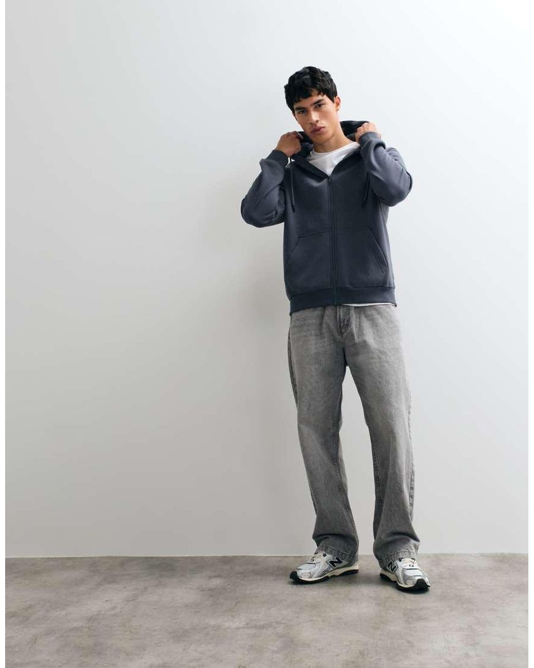Jack & Jones Blue Oversized Zip Through Hoodie for men