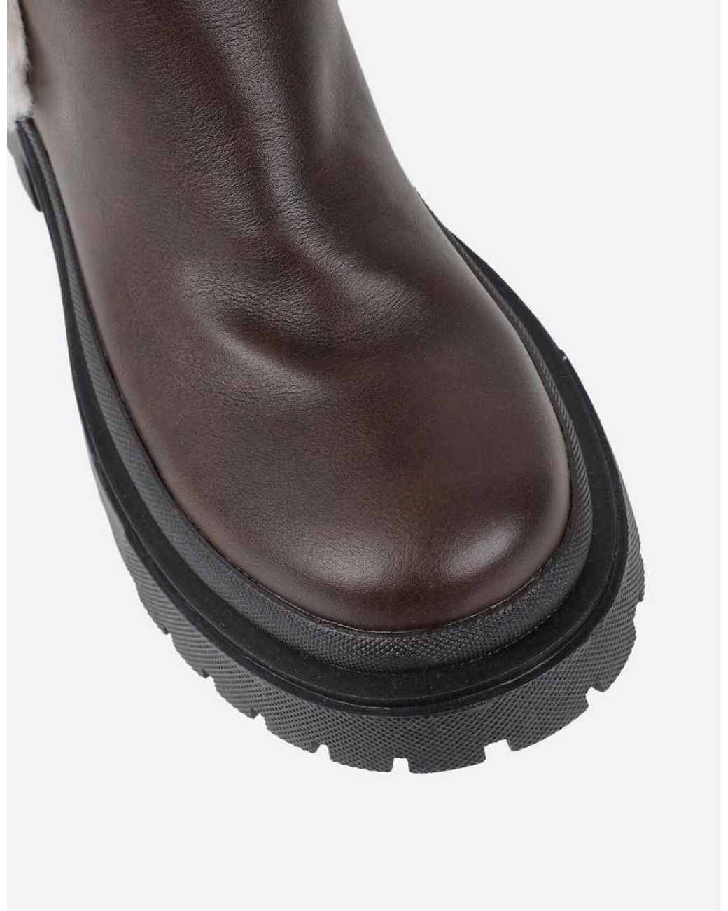 SIMMI Black Earhart Faux Fur Detail Chunky Boots