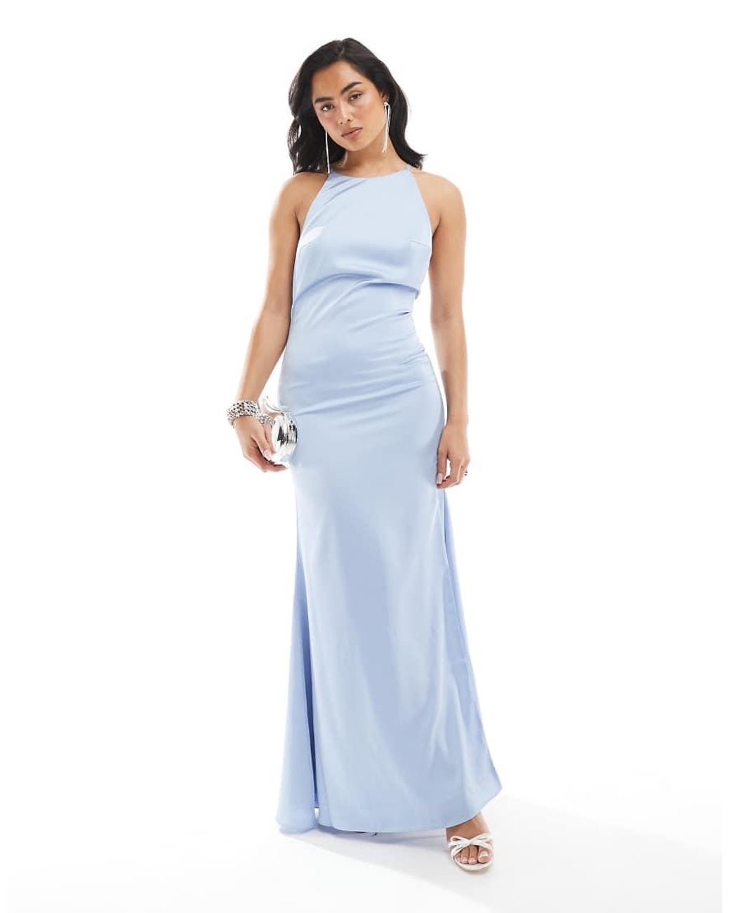 True Decadence Blue Halterneck Bias Cut Maxi Dress
