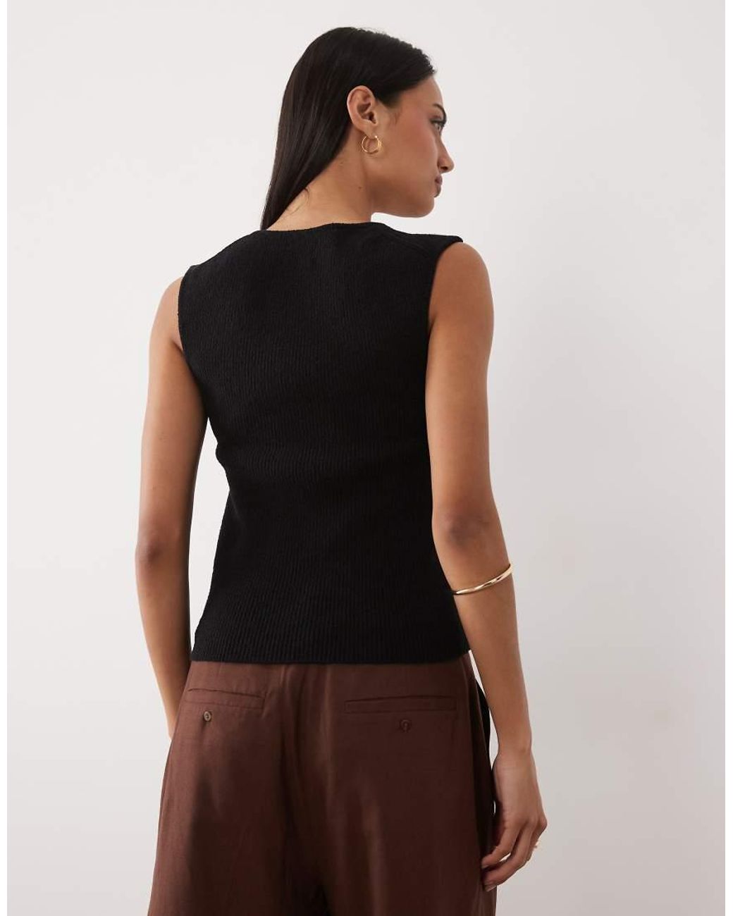 ASOS Brown Soft Square Textured Cami