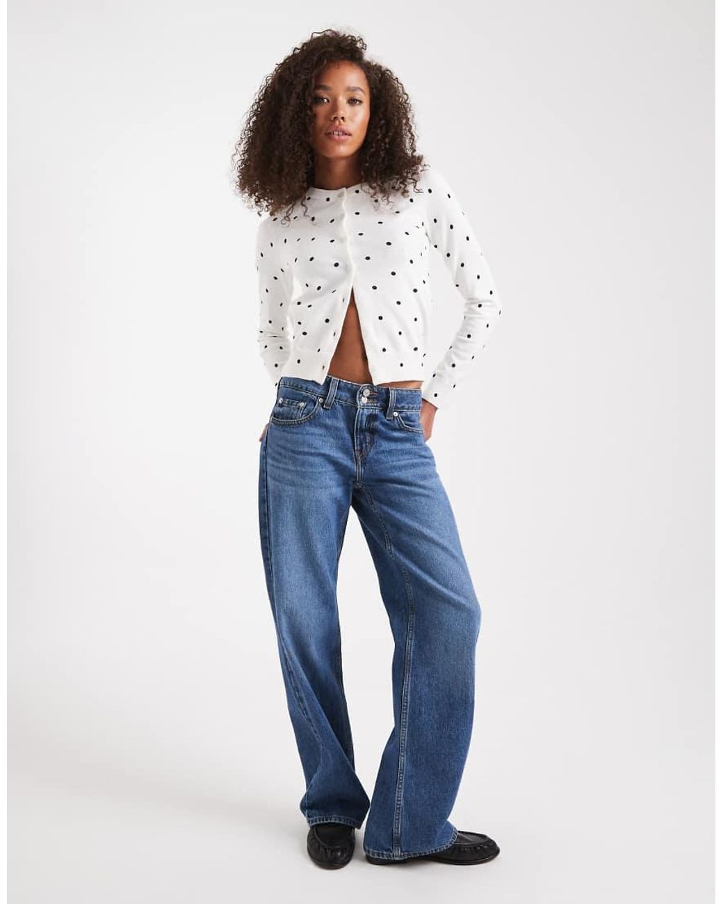 Edikted White Shea Polka Dot Knitted Cardigan