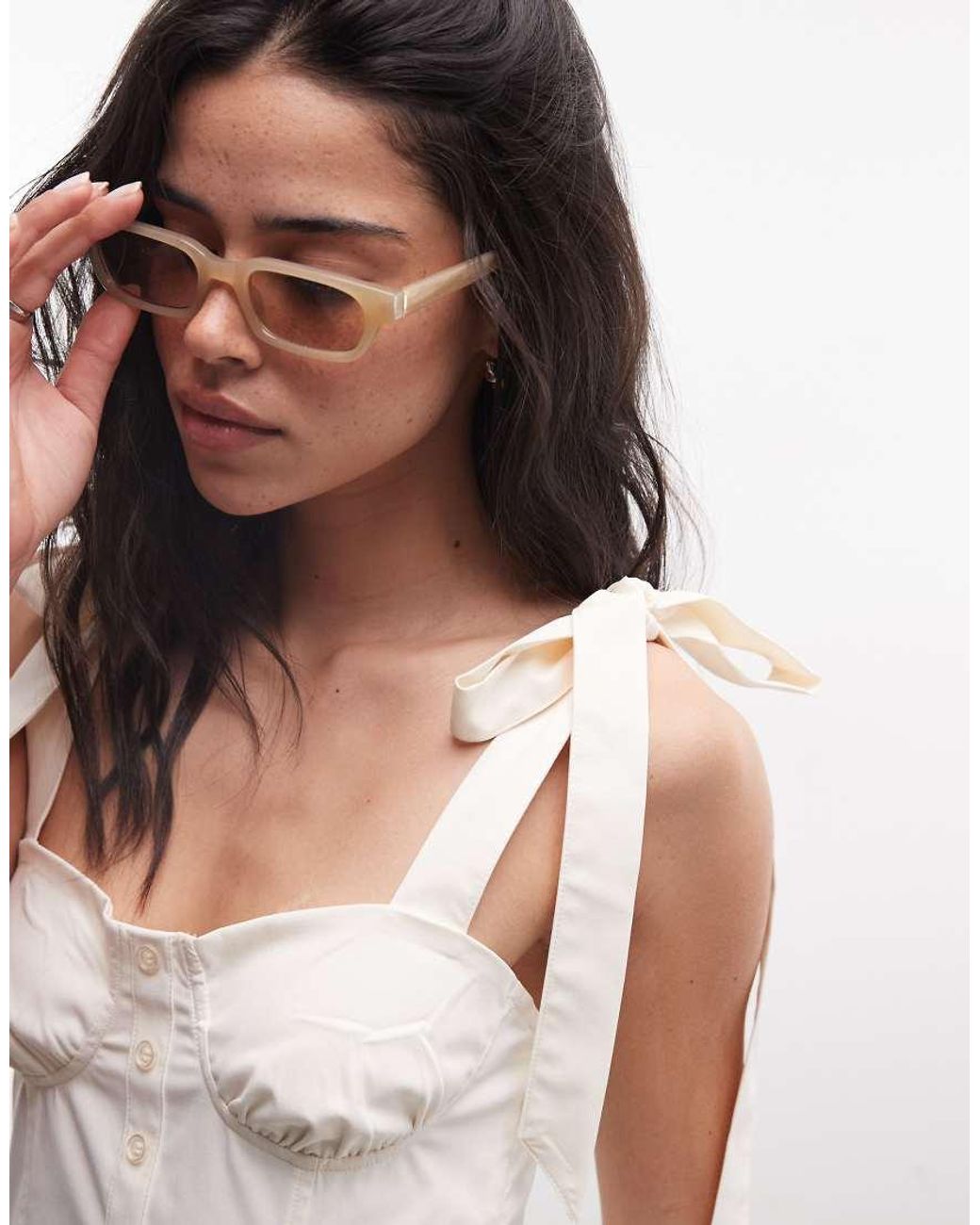 Monki White Bustier Detail Knee Length Dress