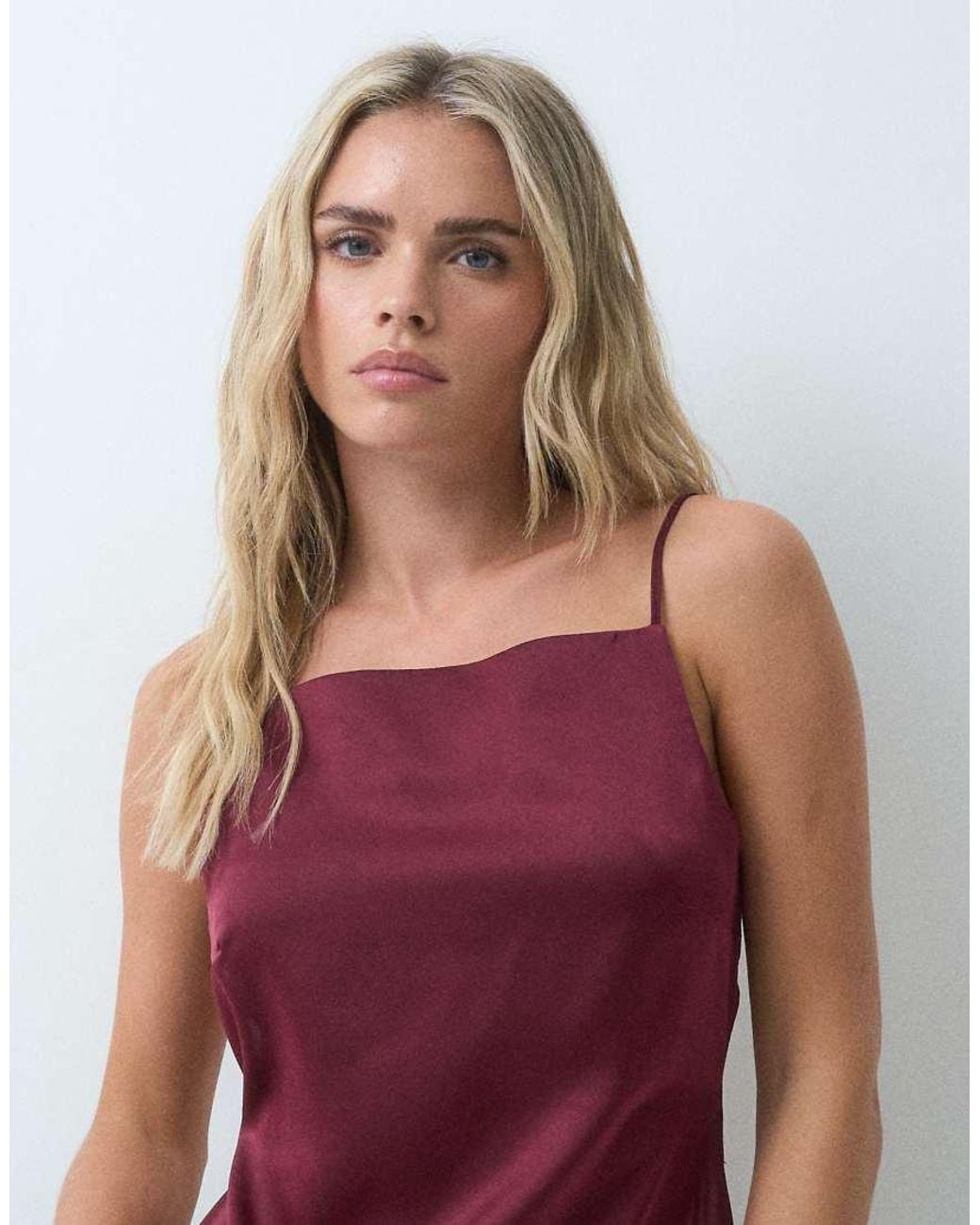 Miss Selfridge Blue Satin Backless Cami Co-ord
