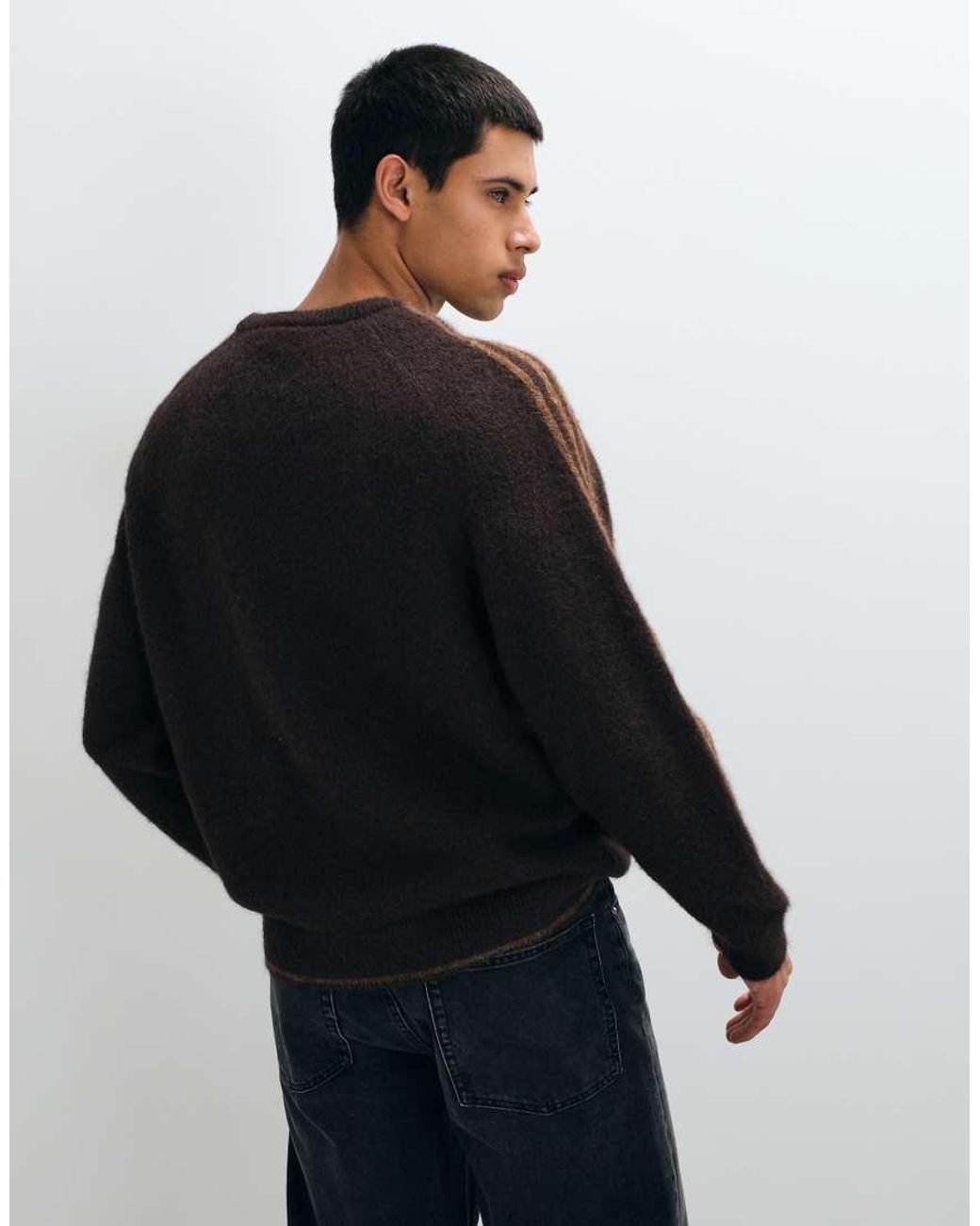 Adidas Originals Black Three Stripe Fluffy Knitted Jumper for men