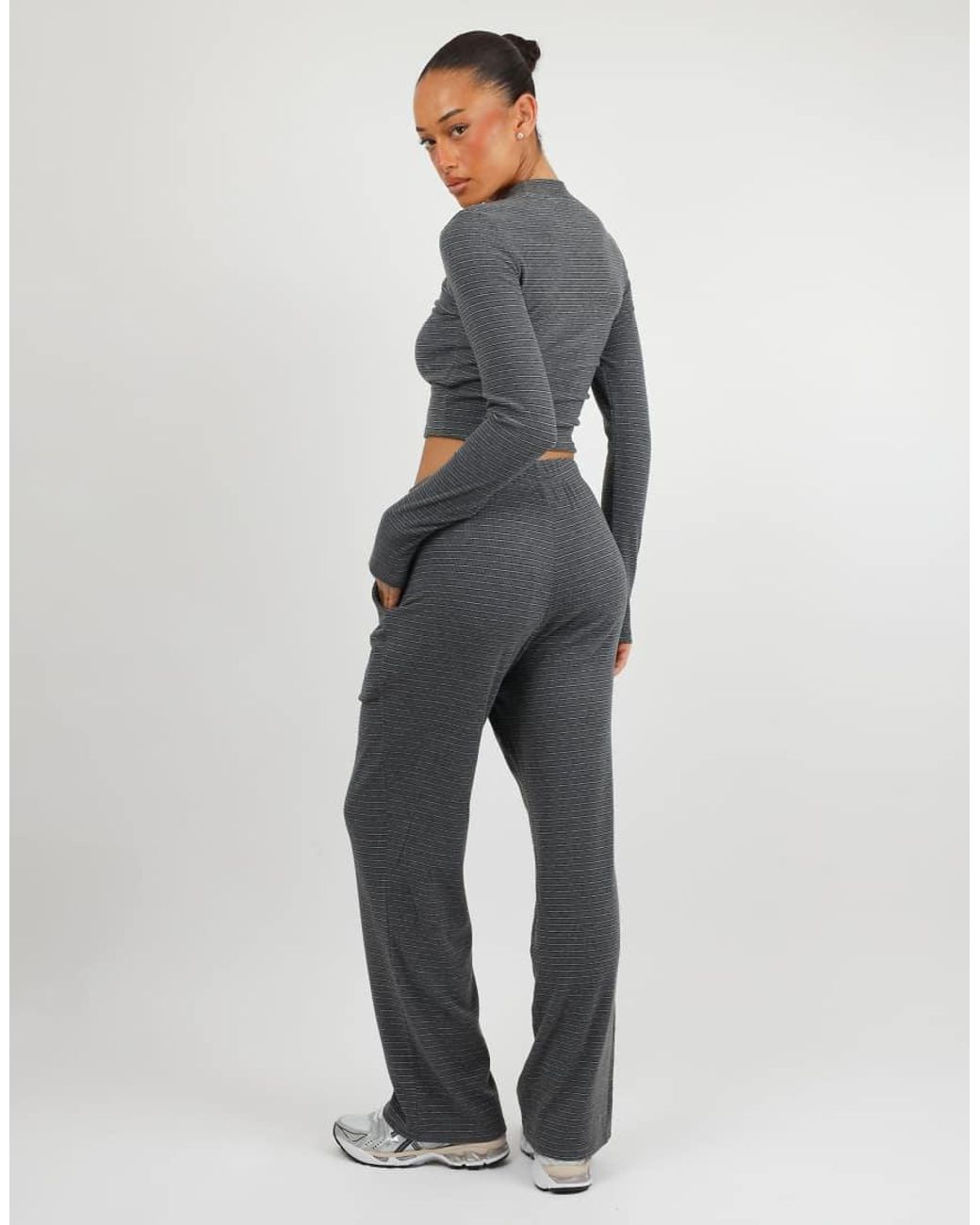 SIMMI Blue Monique Soft Stripe Fine Ribbed Long Sleeve Top