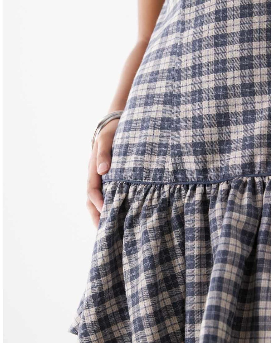 Reclaimed Vintage Blue Mini Sundress With Dropped Waist Detail