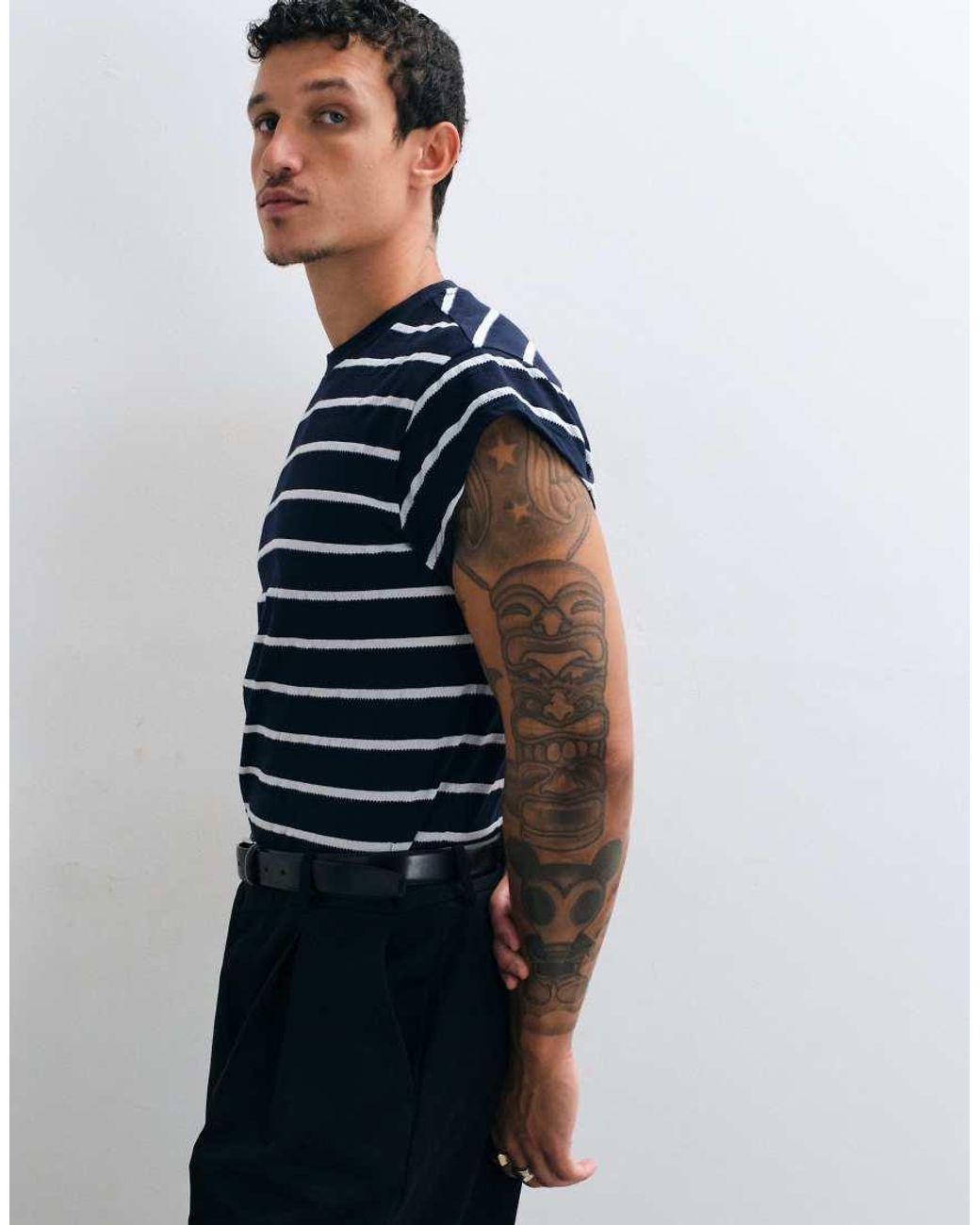 ASOS Blue Regular Fit T-Shirt With Cap Sleeve for men