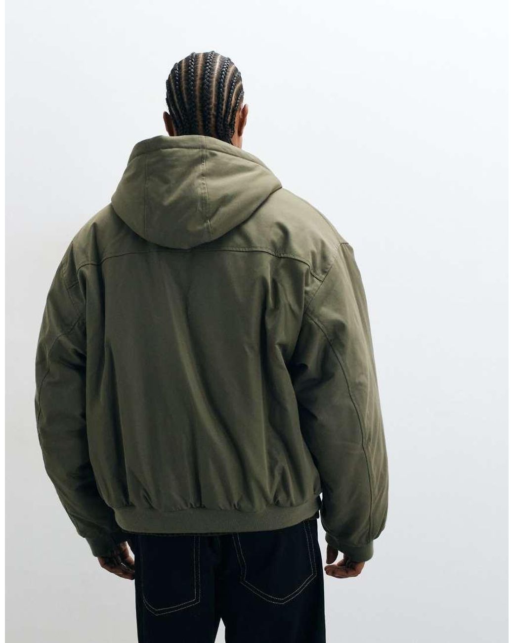 ASOS Green Hooded Bomber Jacket for men